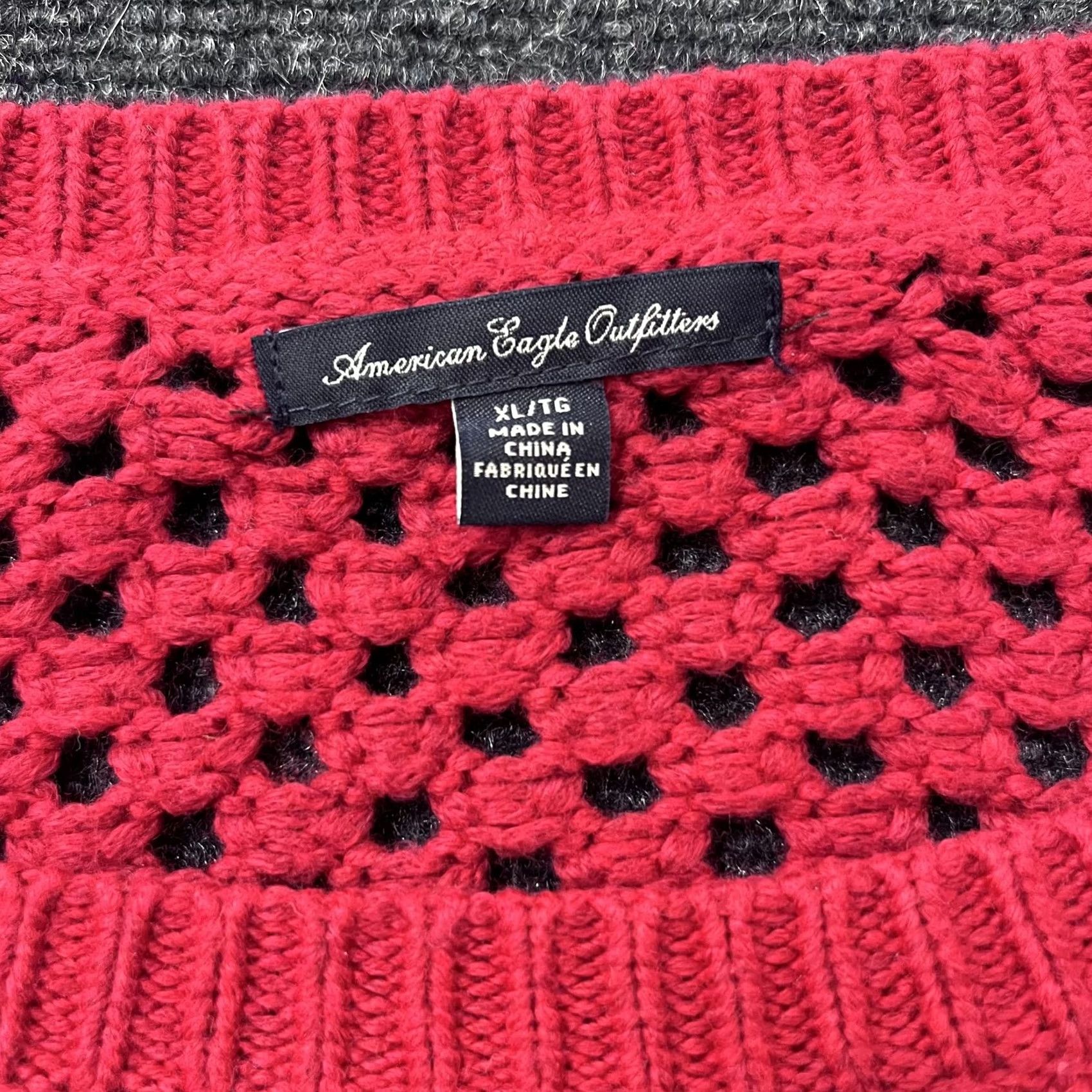 American Eagle Outfitters American Eagle Outfitters Sweater Womens XL Red Cable Knit Raglan Shirt Pullover Crew Neck Knit Crochet Open neckline Baggy毛 Size XL / US 12-14 / IT 48-50 - 3 Thumbnail