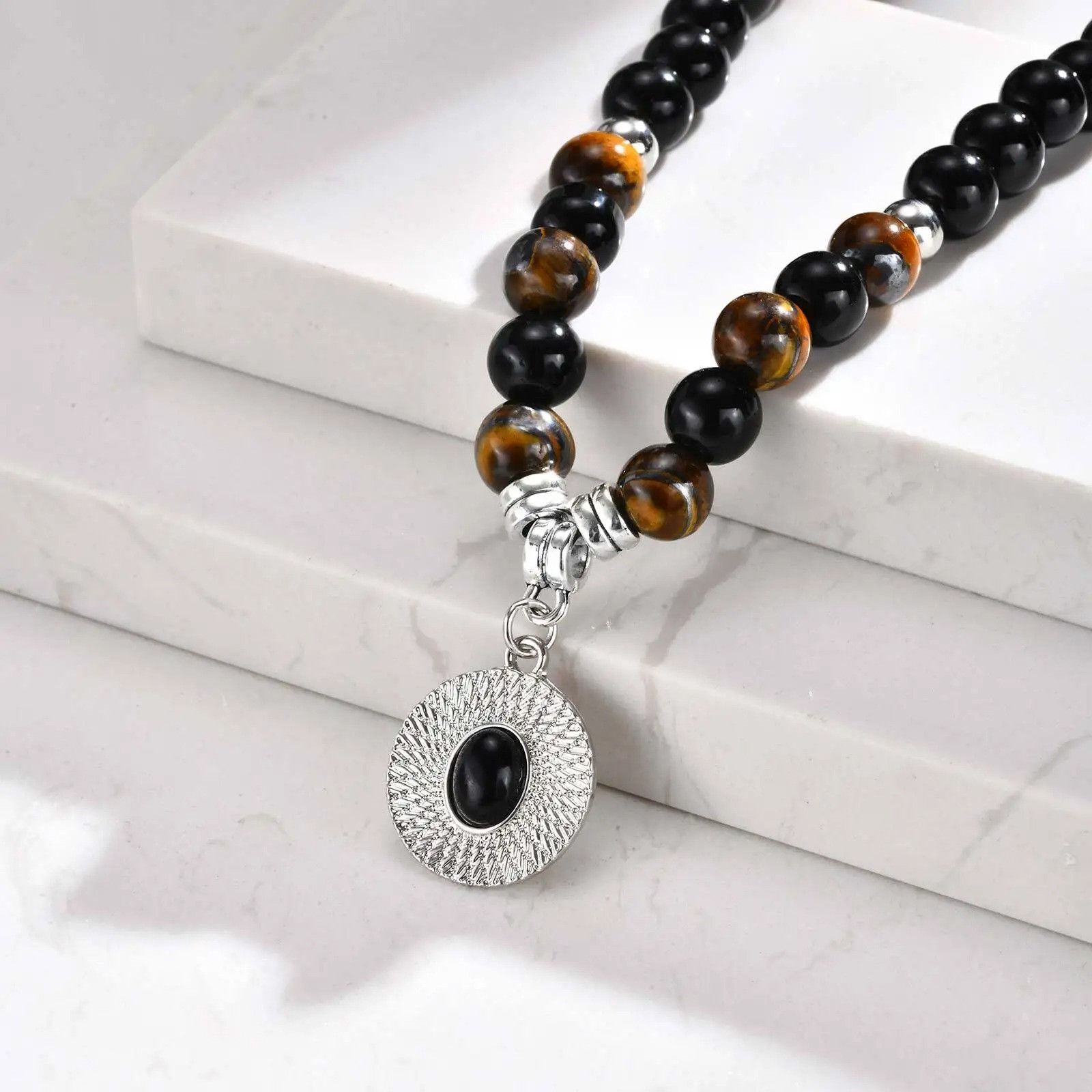 Jewelry Tiger Eye Natural Stone Bead Necklace Size ONE SIZE - 3 Thumbnail