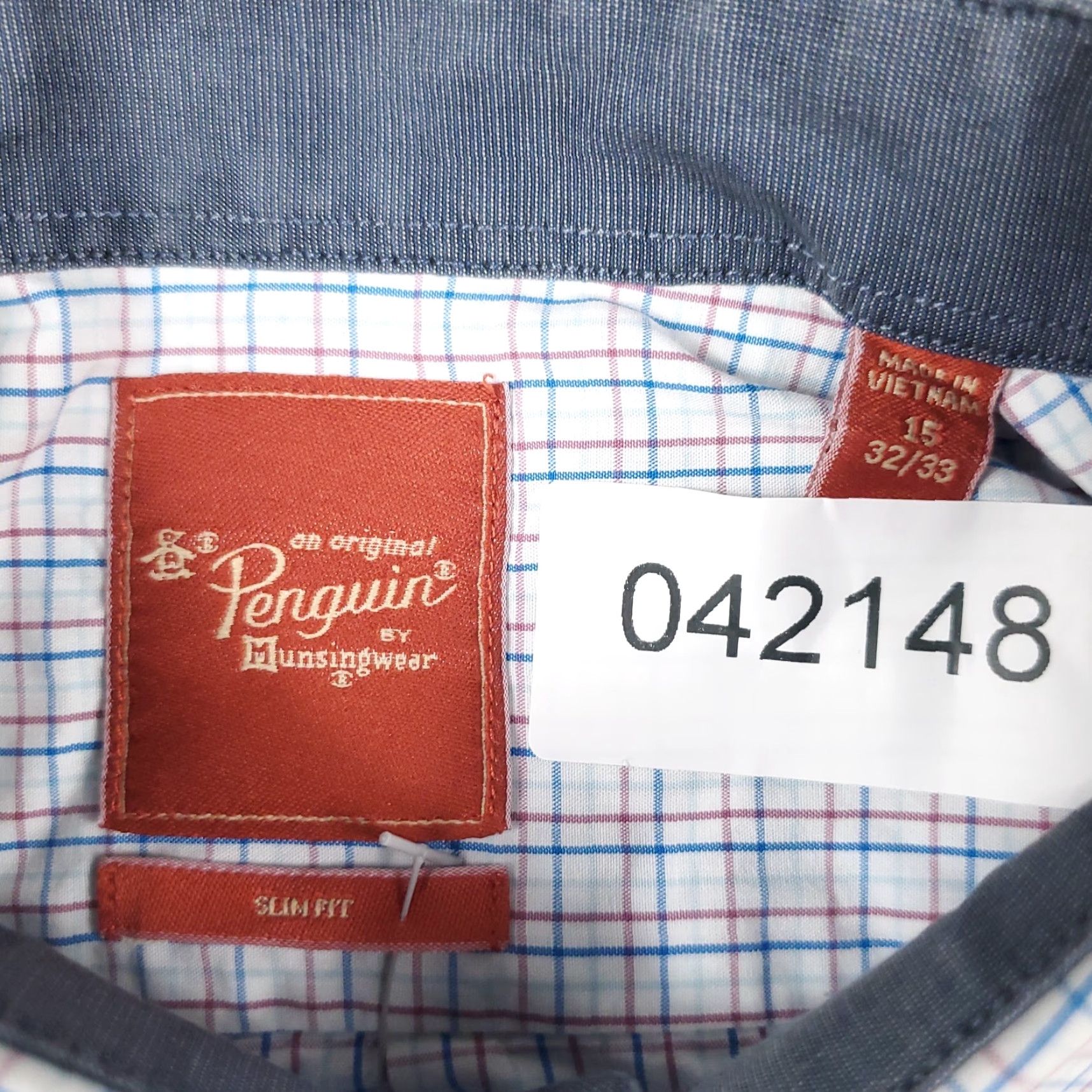 Original Penguin Original Penguin Dress Shirt Mens 15 Blue Red Check Long Sleeve Button-Up Size 40R - 8 Thumbnail