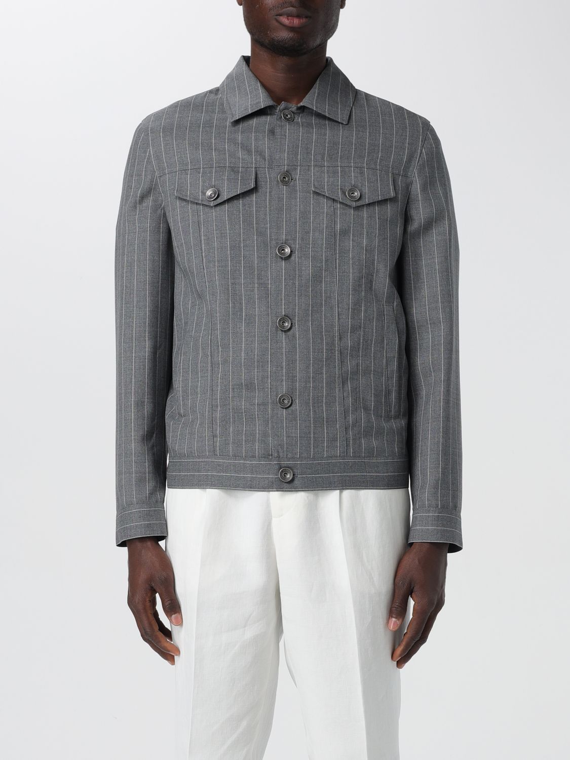 image of Brunello Cucinelli Jacket Men Grey (Size Large)