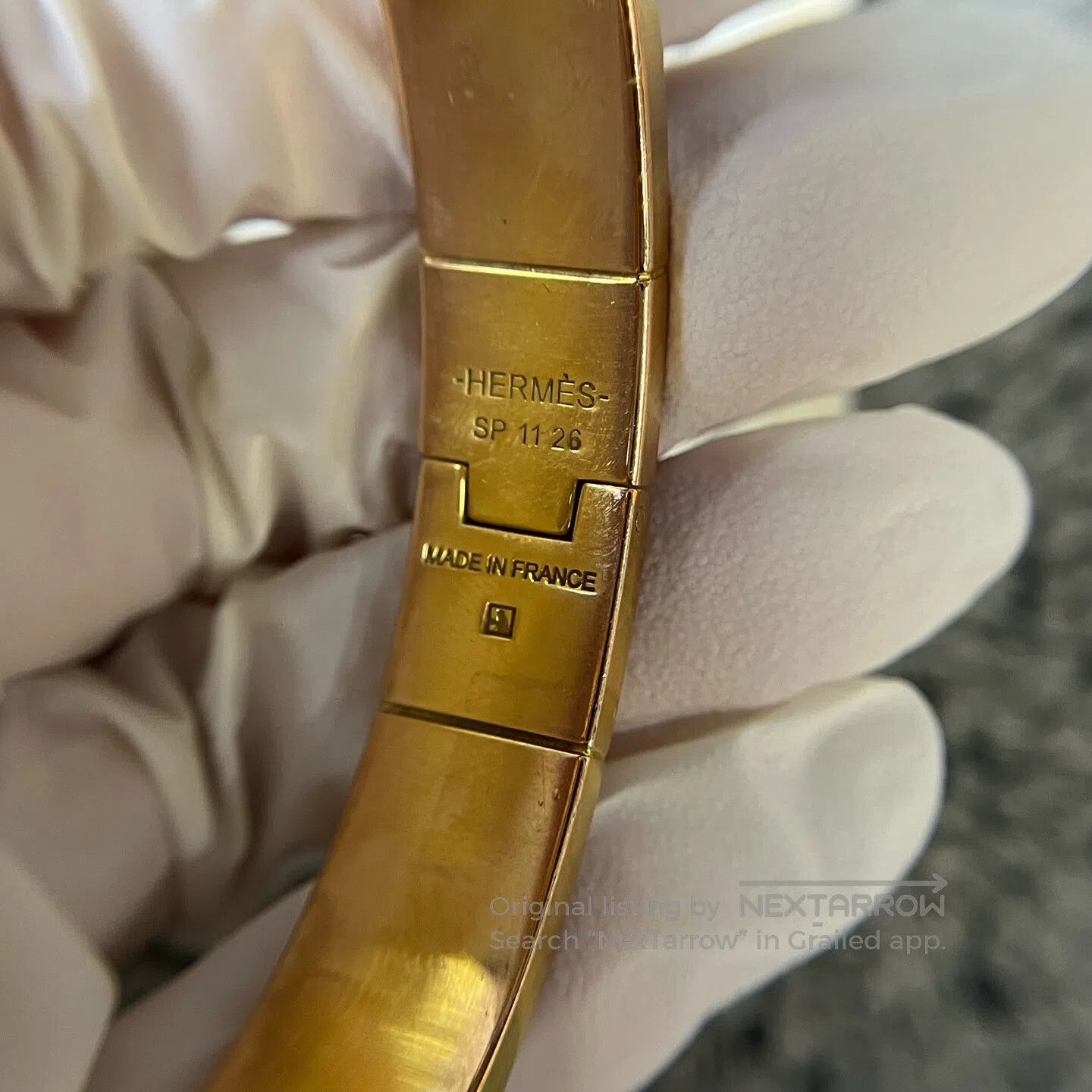 Hermes Hermes Design of an enamel metal bracelet plated with rose Size ONE SIZE - 7 Thumbnail