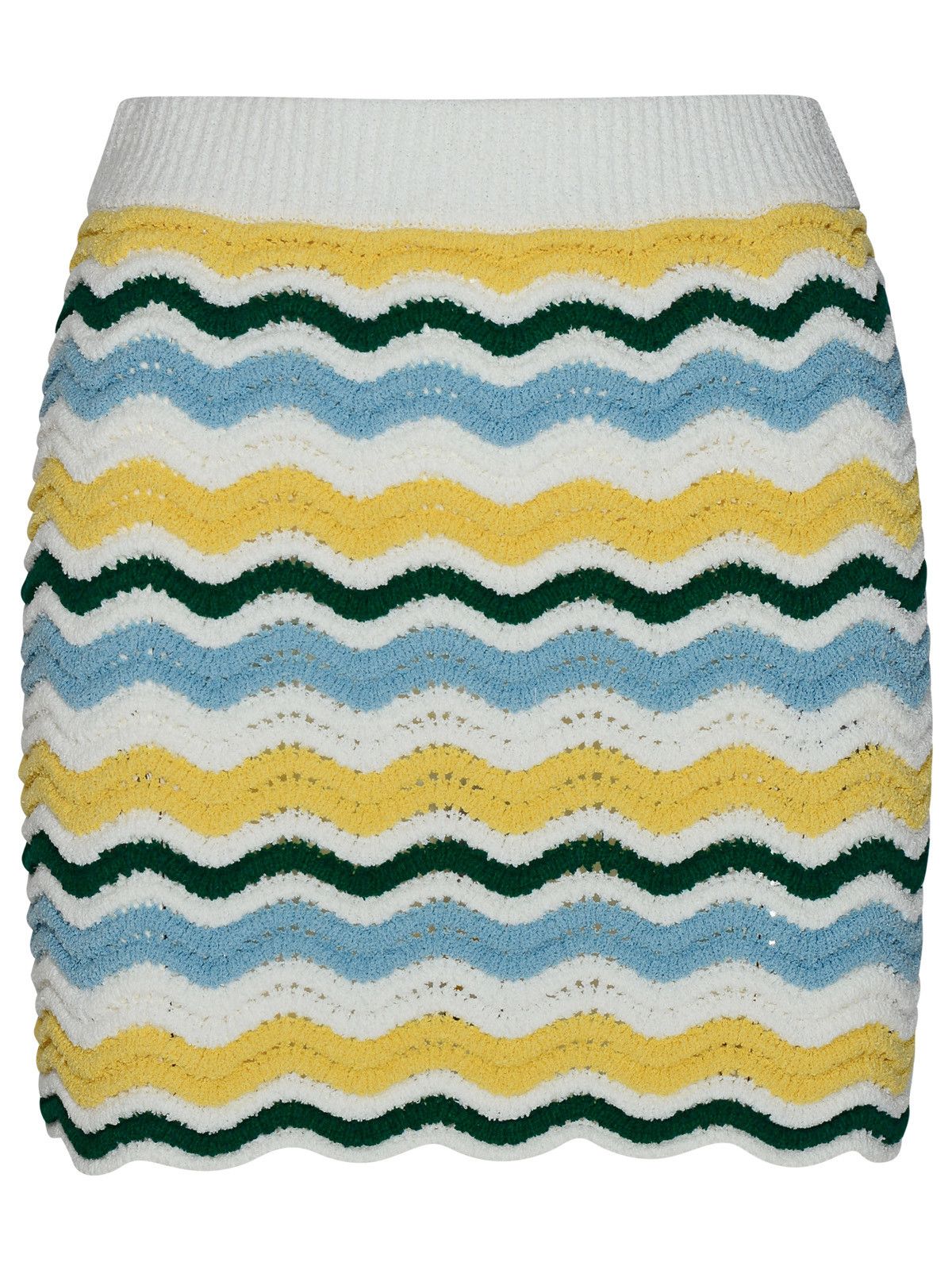 image of Casablanca 'boucle Wave' Skirt In Multicolour Cotton Blend in Yellow, Women's (Size Medium)