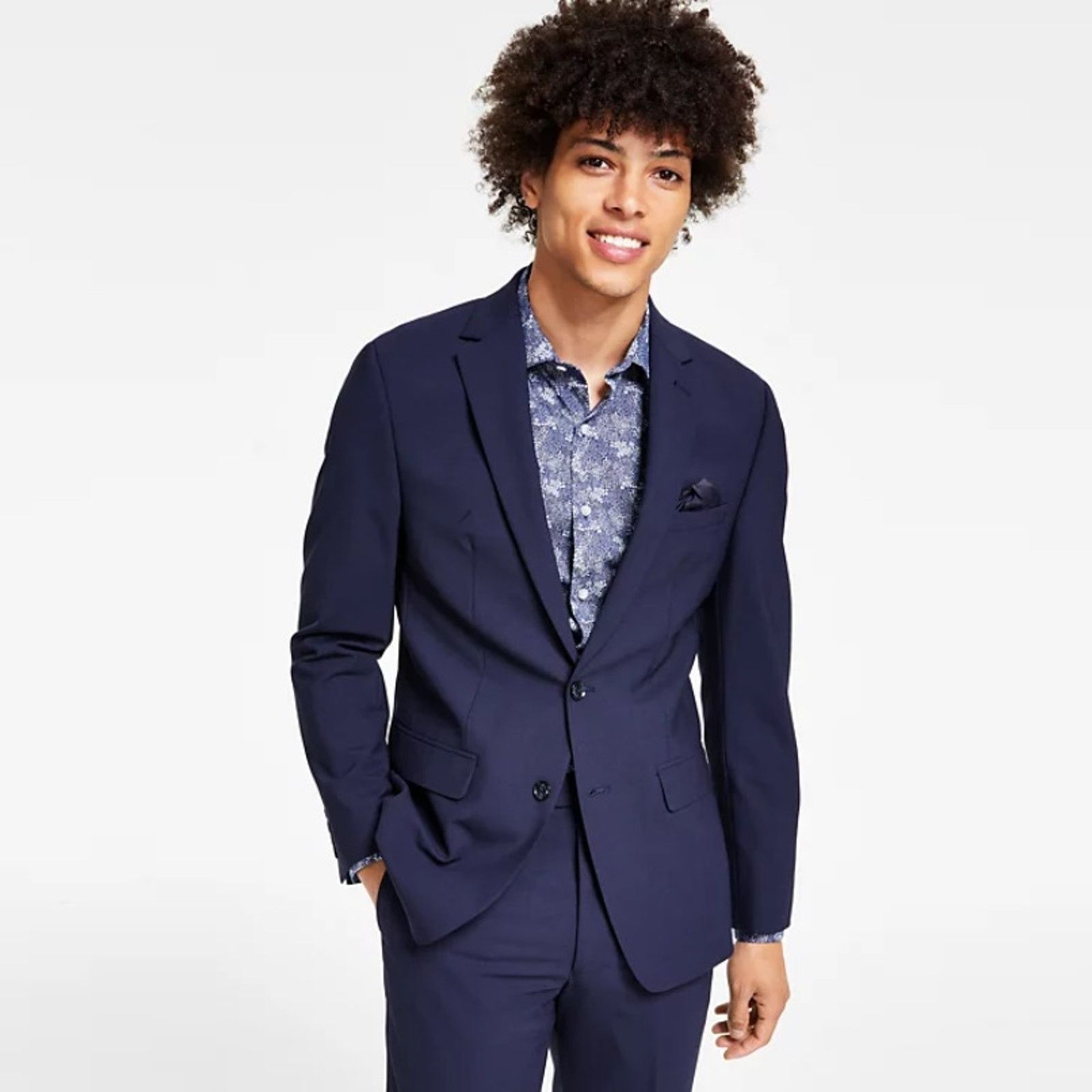 Bar III Bar III Men's Navy Wool-Blend Skinny Suit Jacket Size 42R Size 42R - 1 Thumbnail