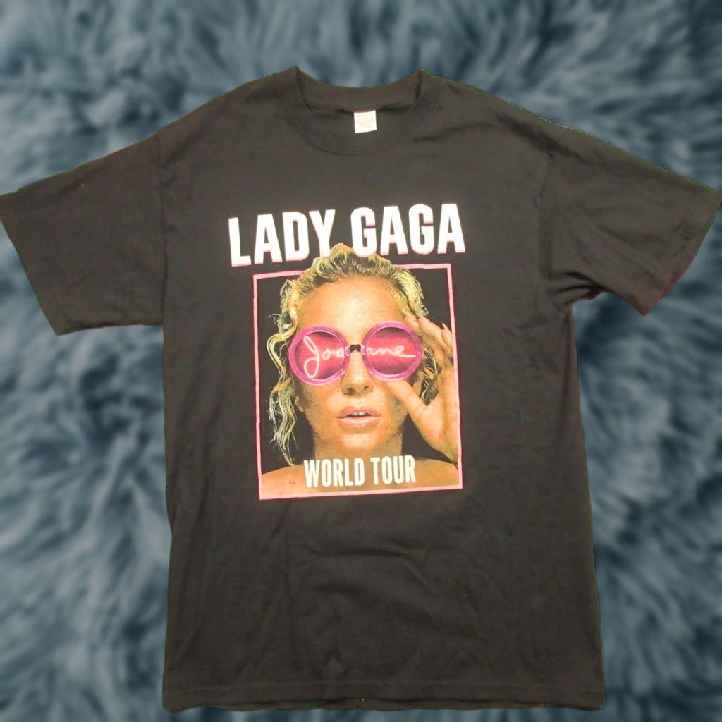 Vintage Lady Gaga JOANNE 2017 World Tour Graphic T-Shirt Adult Medium Concert Tee Black Crew Neck Short Sleeve Cotton Jersey Shirts Size M / US 6-8 / IT 42-44 - 1 Thumbnail