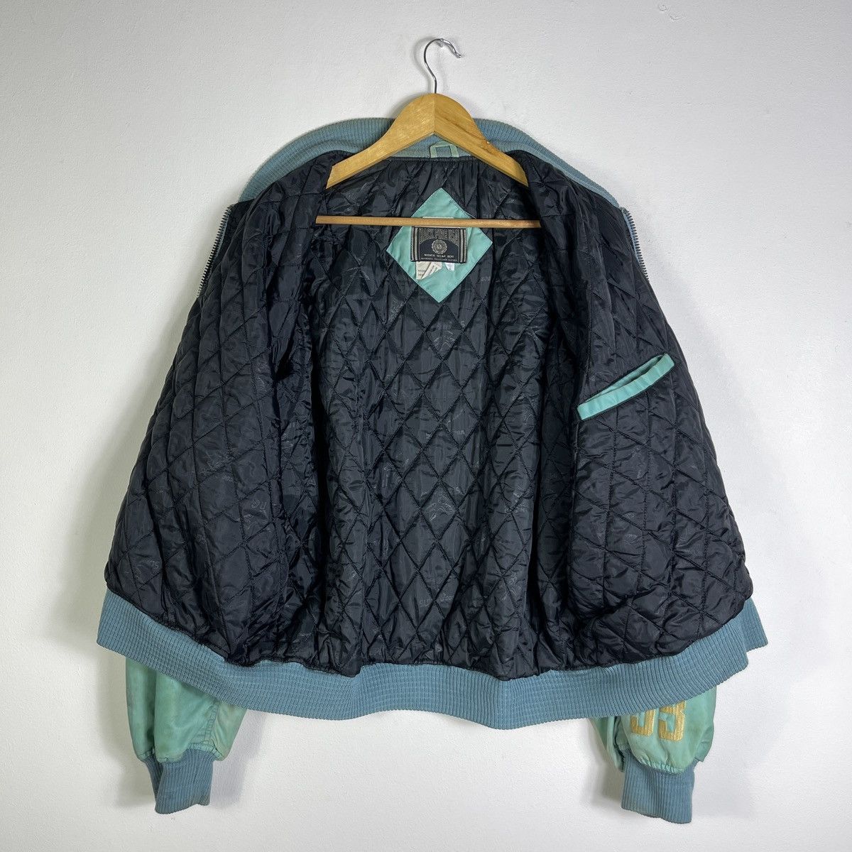 Vintage Vintage Back Fire USA University Bomber Jacket 93 Mint Green Size US M / EU 48-50 / 2 - 3 Thumbnail