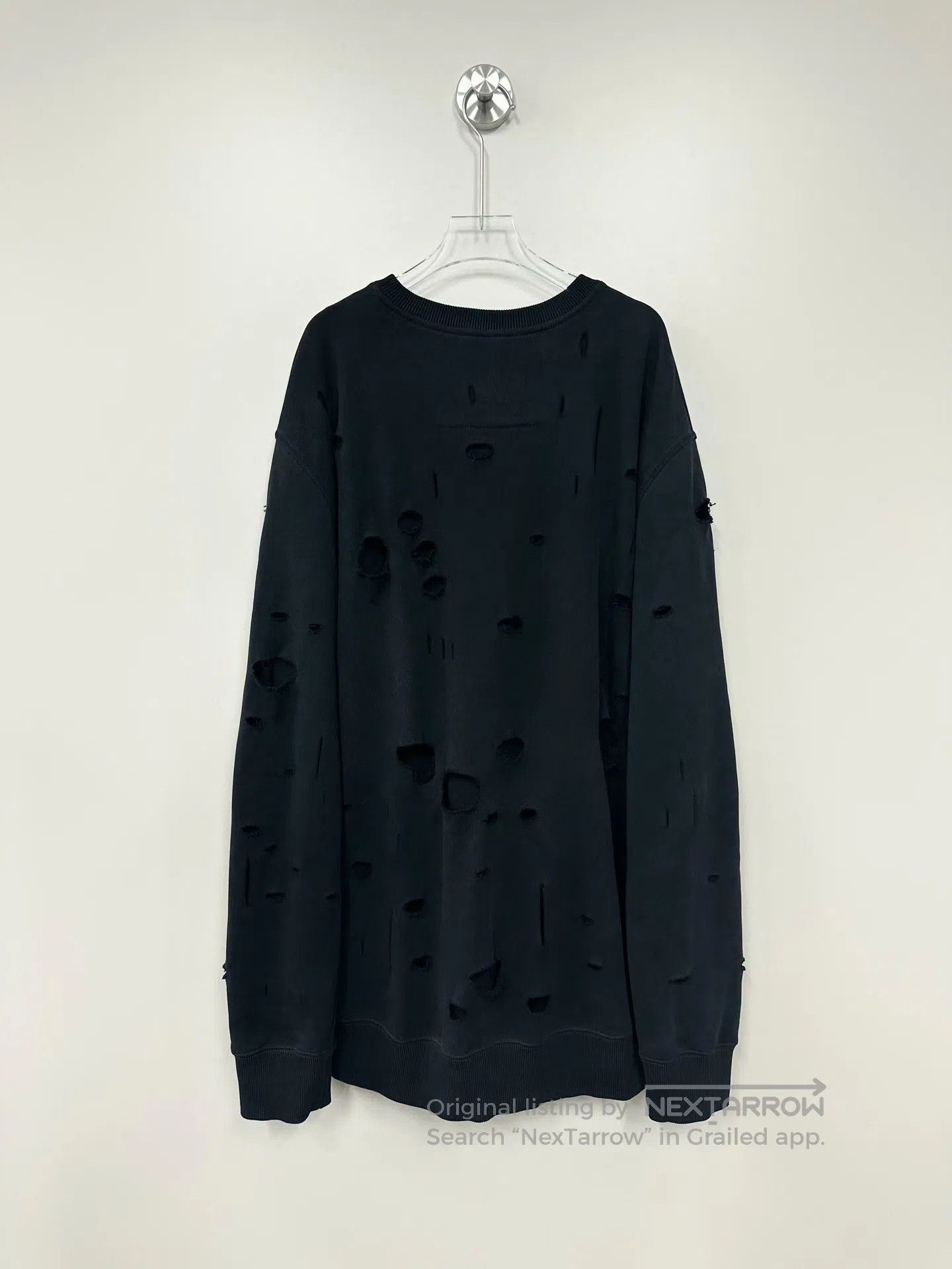 Givenchy Givenchy Black Distressed Hole Letter Logo Long Sleeve Swe Size US L / EU 52-54 / 3 - 2 Thumbnail