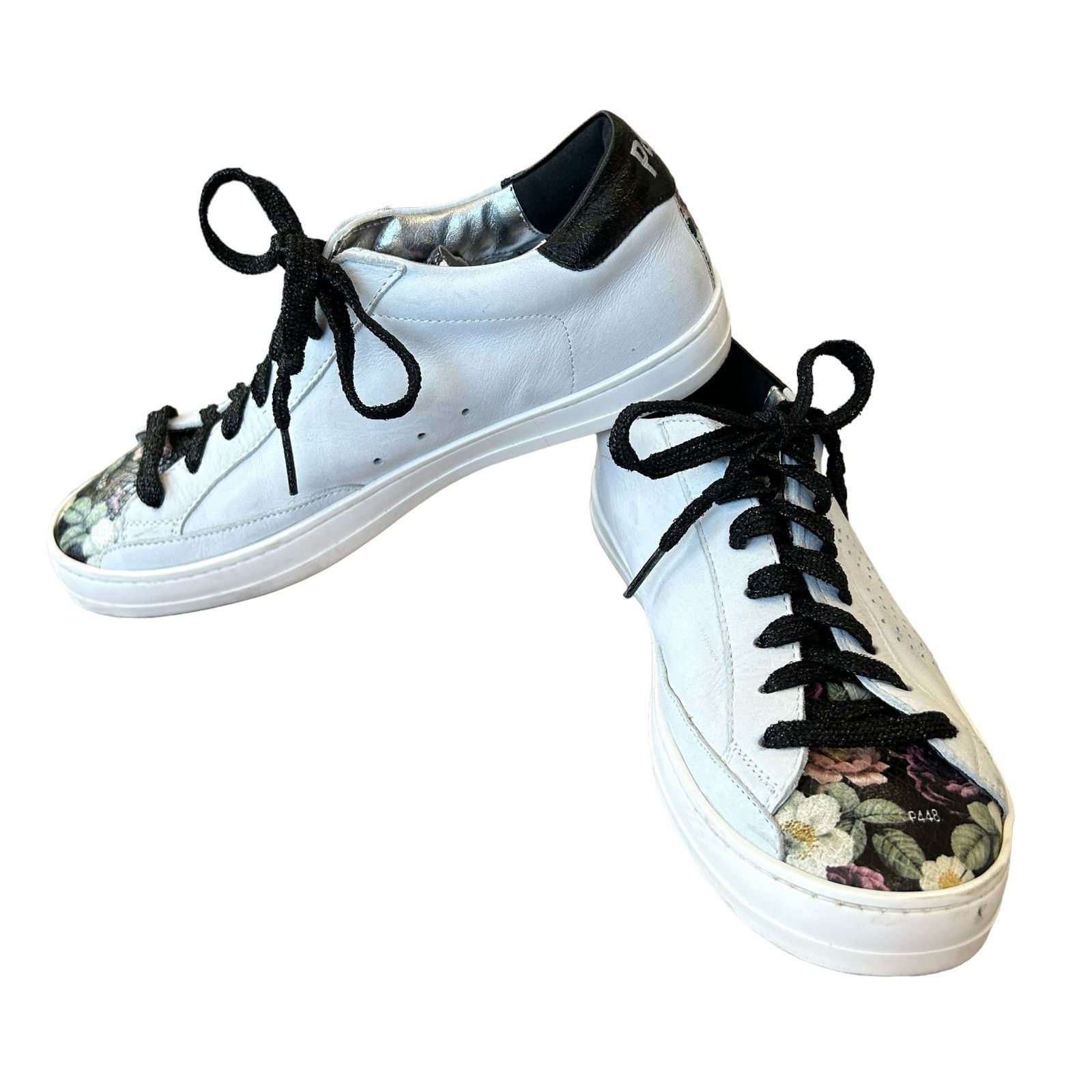 P448 P448 Sneakers Womens 37 EU 7 US Gray Floral Leather Low Top Size US 7 / IT 37 - 1 Thumbnail