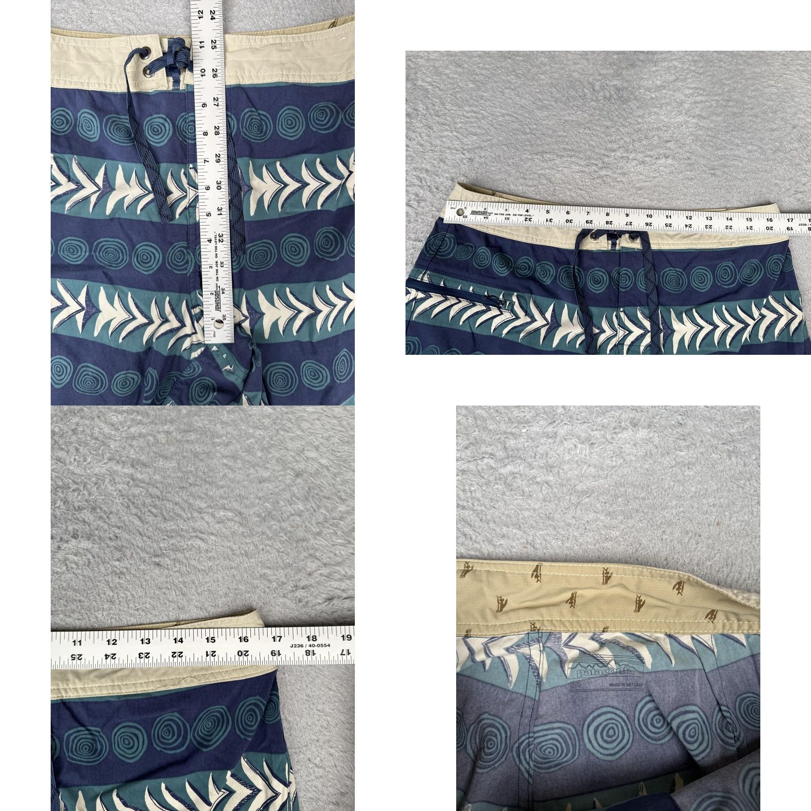 Patagonia Patagonia Board Shorts Mens 34 Blue Tribal Stripe Swim Trunks Drawstring Surf Bottoms Mens Size US 34 / EU 50 - 8 Thumbnail