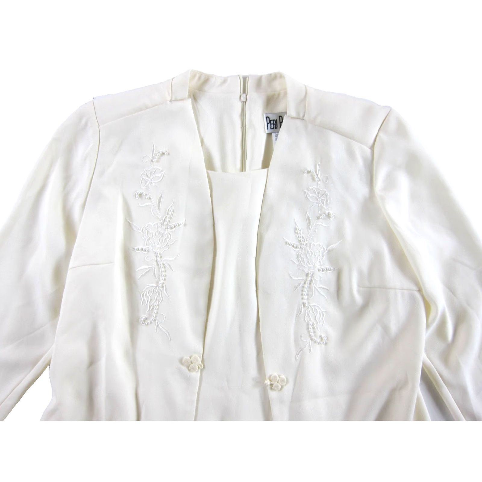 Vintage VINTAGE Peri Petites Jacket Dress NWT Ivory Beaded Suit 12P Tailored Sets Women Ivory Pearl Beaded Knee Length 12P Women Size XL / US 12-14 / IT 48-50 - 5 Thumbnail