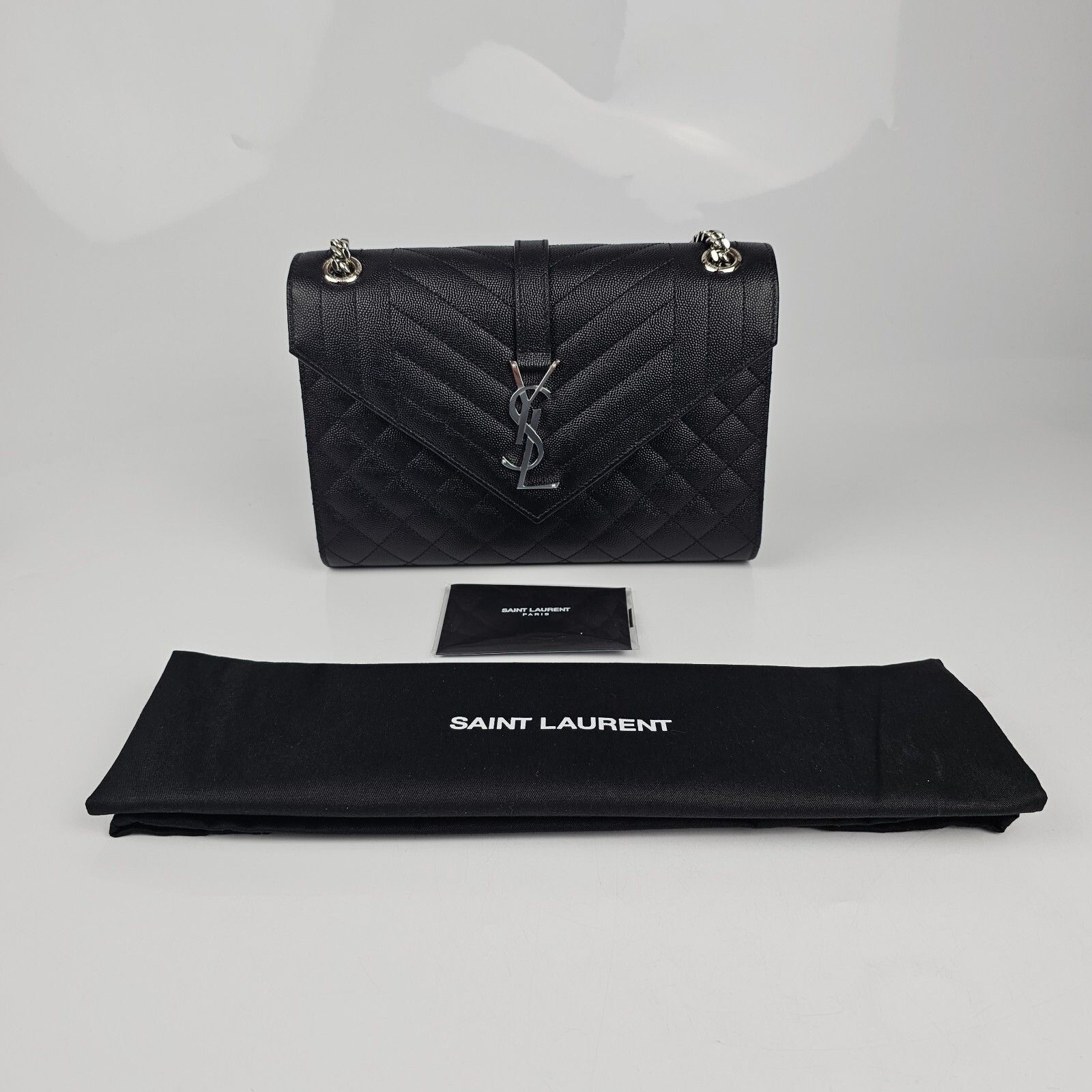 Saint Laurent Paris YSL Medium Envelope Black Leather Shoulder Bag New Size ONE SIZE - 2 Thumbnail