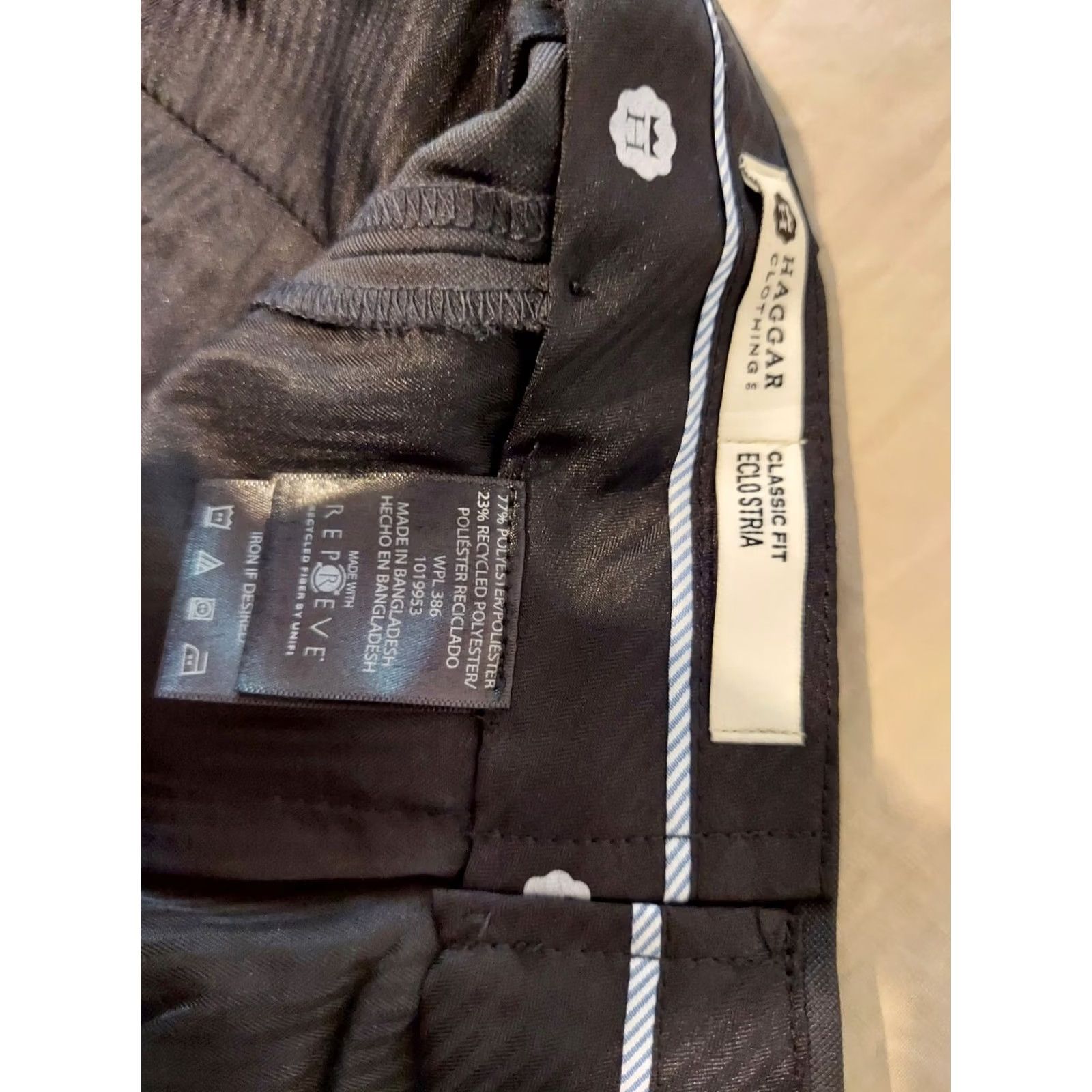 Haggar Haggar Dress Pants Mens 40x32 Black Cotton Regular Trousers Chino Slack Style Size US 40 / EU 56 - 7 Thumbnail