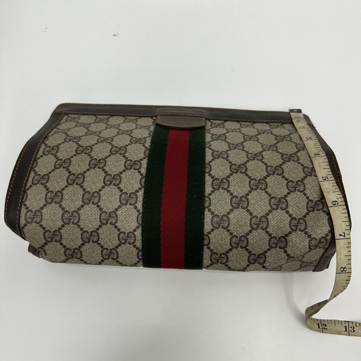 Vintage ‼️YES‼️ AUTHENTIC GUCCI GG SUPREME WEB SHERRY LINE CLUTCH BAG Size ONE SIZE - 11 Thumbnail