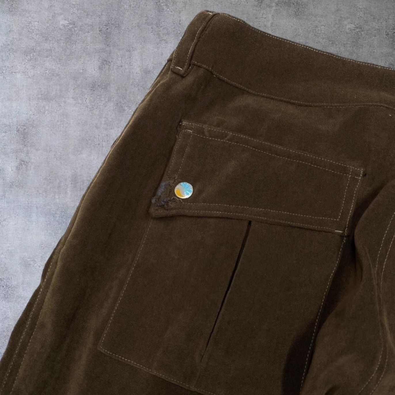 Vintage DOPE Early 00’s Moleskin Effect Y2K Skater Straight Leg Trousers Women’s UK 12 Brown-Khaki Cargo Casual (Mens, Womens) Size 34" / US 12 / IT 48 - 5 Thumbnail