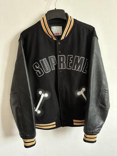 Supreme bone varsity jacket hot sale red