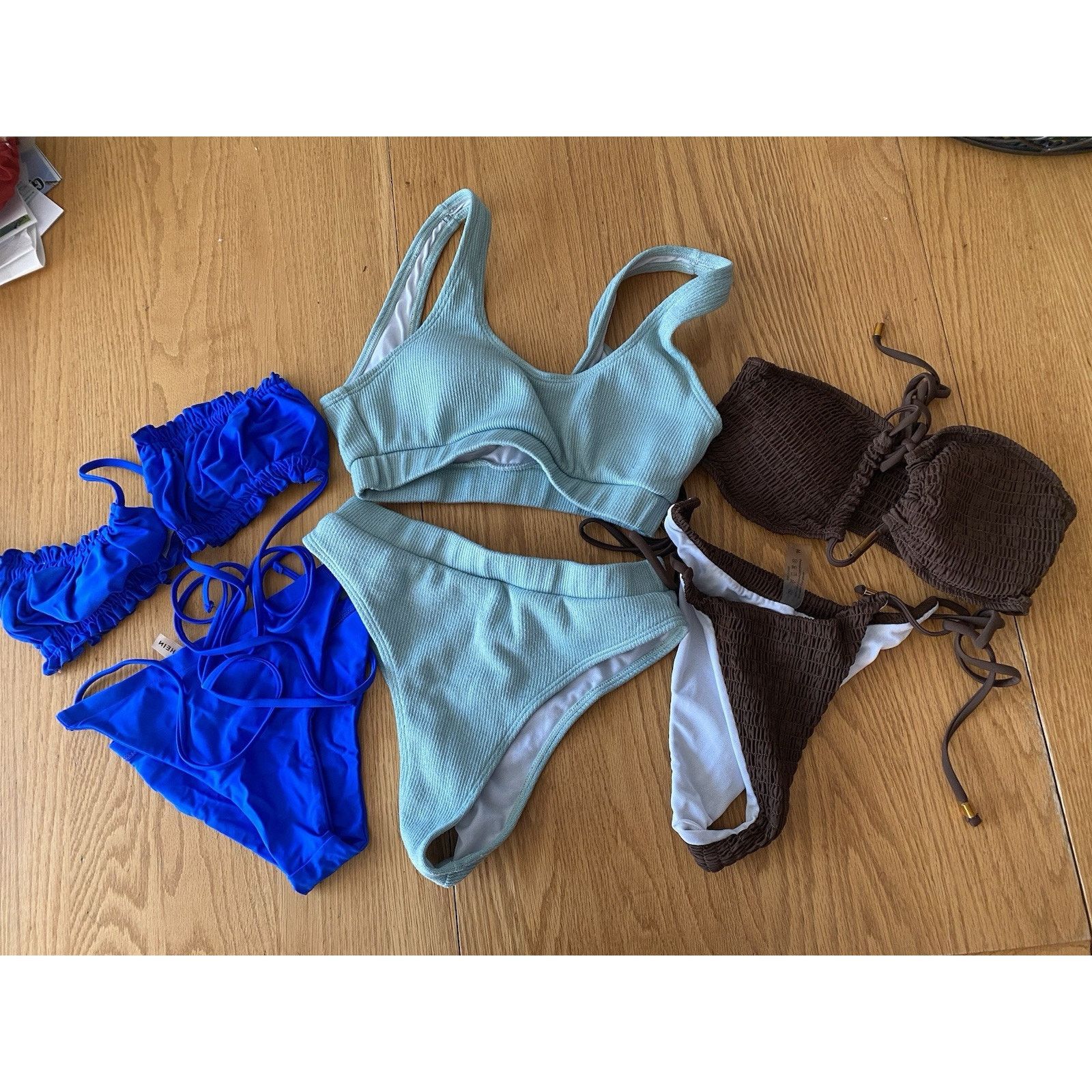 Shein Bikini sets by Shein sz m 3 sets brown, blue turquoise Size ONE SIZE - 1 Thumbnail
