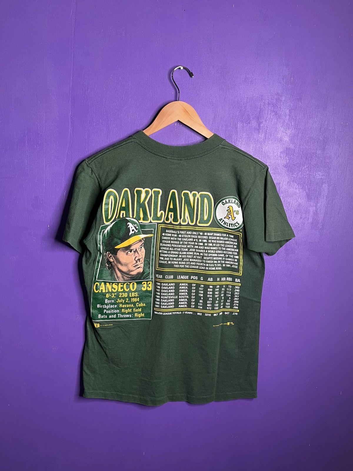MLB × Nutmeg × Vintage Vintage 90s Nutmeg Oakland athletic Jose Canseco t-shirt Size US M / EU 48-50 / 2 - 2 Thumbnail