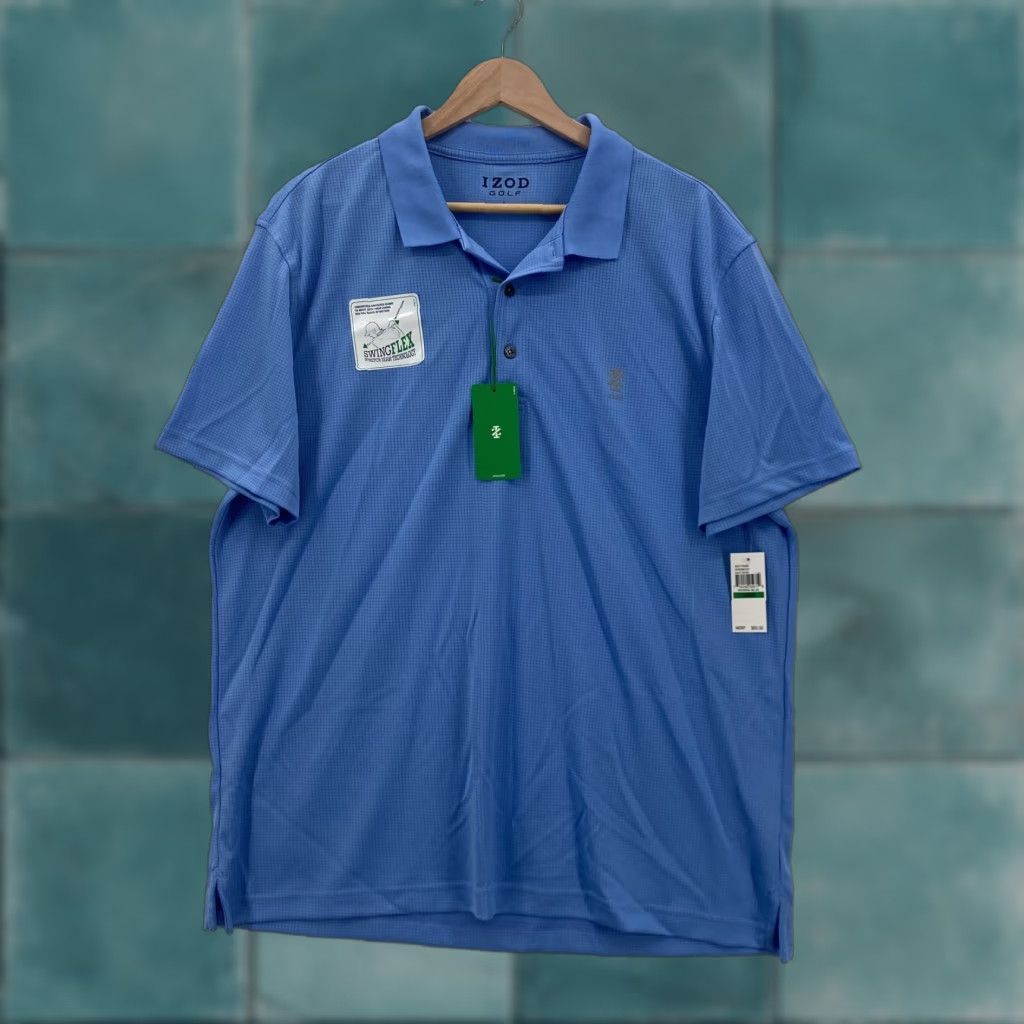 Izod Izod Golf Polo Shirt Mens Large Riviera Blue SwingFlex UPF-20 Basix Stretch Polo Shirt Size US L / EU 52-54 / 3 - 1 Thumbnail