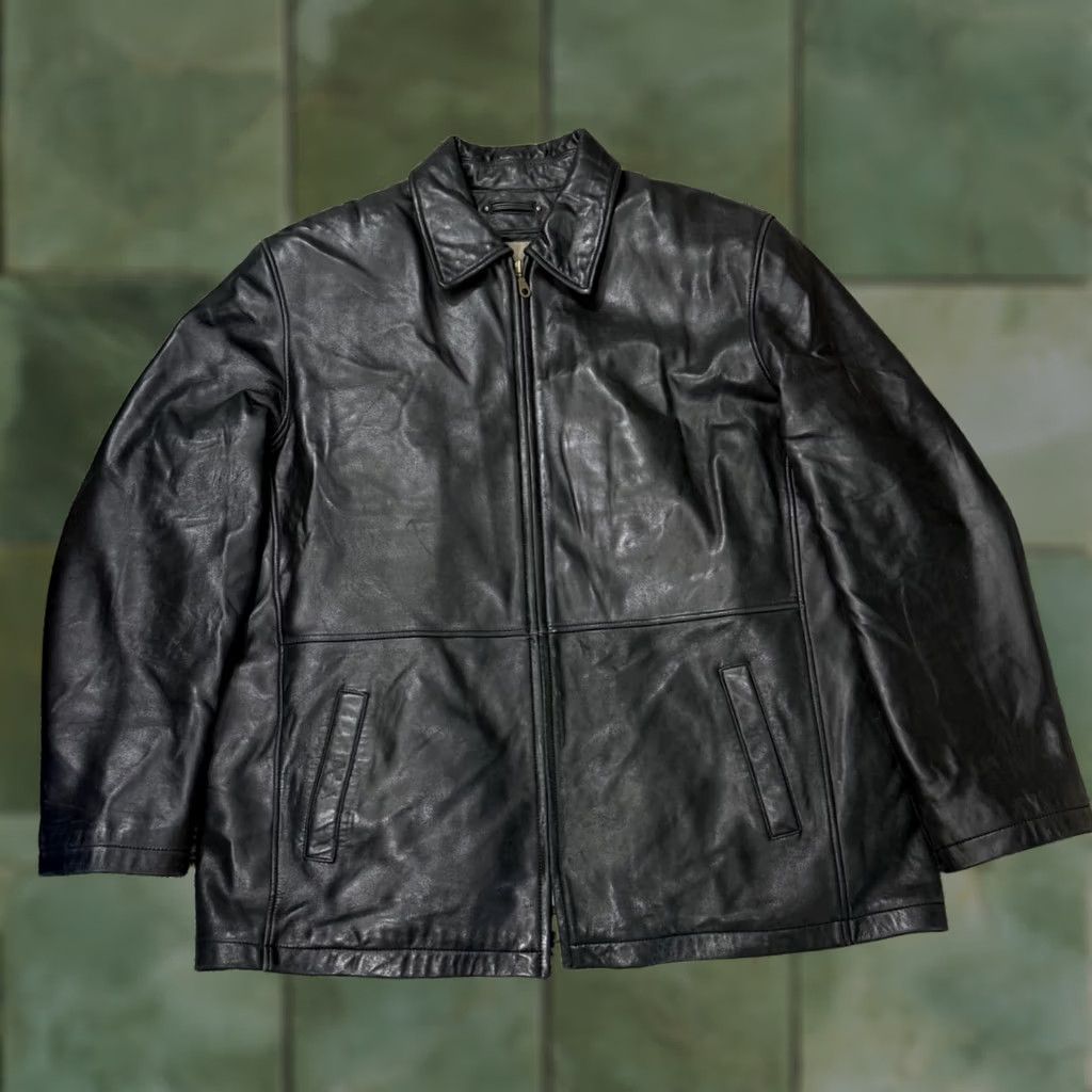 Vintage VINTAGE Reed Leather Jacket Mens 48L Black Motorcycle Lined Zip Soft Biker Sport coat Size US M / EU 48-50 / 2 - 1 Thumbnail