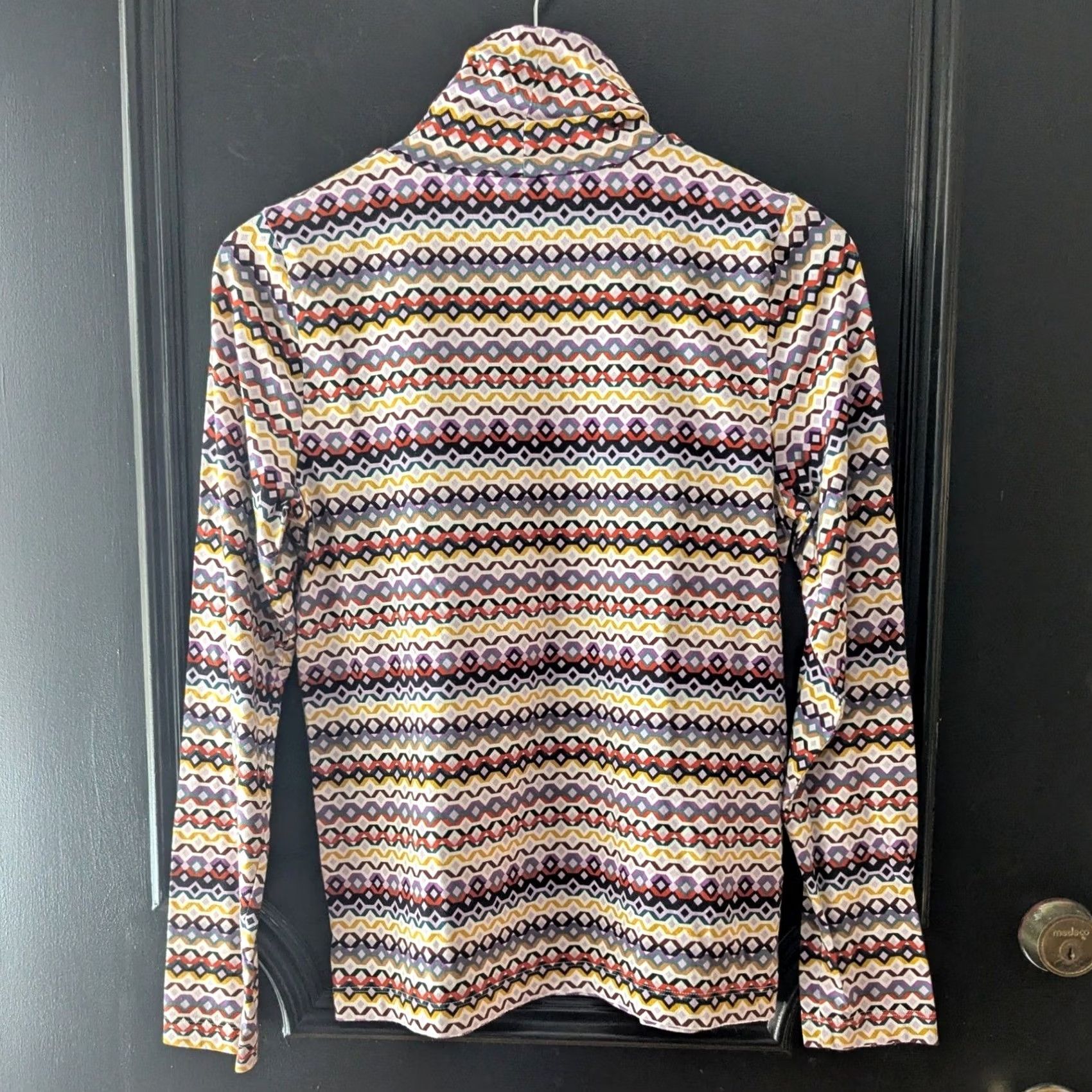 Loft LOFT Geometric Print Turtleneck Long Sleeve Top Womens L Multicolor Retro Mod Size L / US 10 / IT 46 - 3 Thumbnail