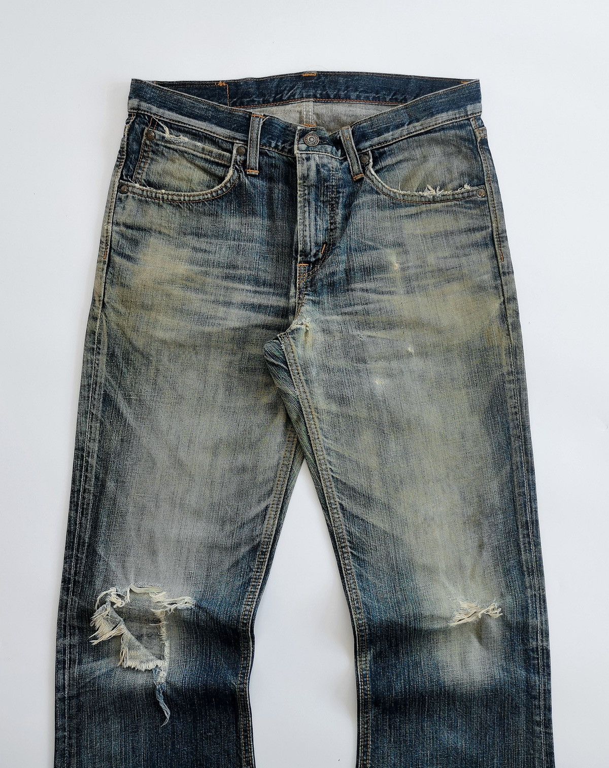 Edwin Bootcut Thrashed Edwin 500RV Mud Distressed Jeans ERD Grunge Size US 31 - 2 Thumbnail