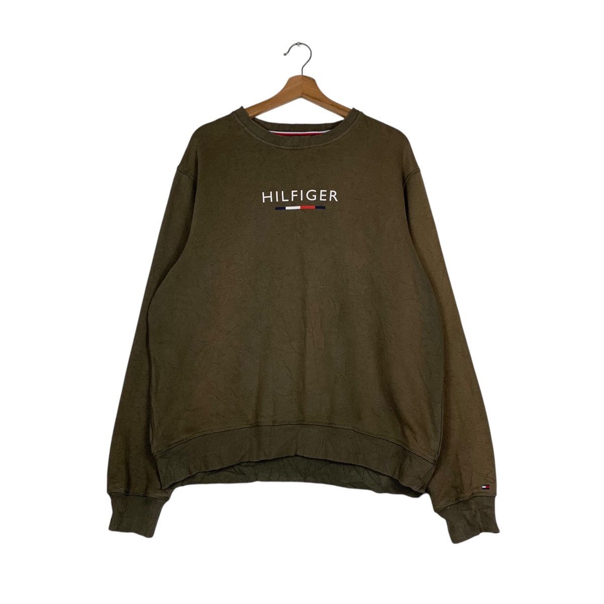 Tommy Hilfiger TOMMY HILFIGER Big Logo Olive Sweatshirt #1467-C66 Size US L / EU 52-54 / 3 - 1 Thumbnail