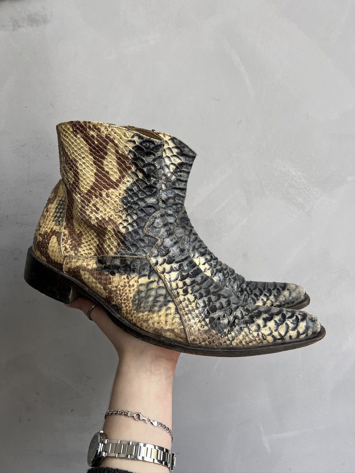 Hedi Slimane Rare python leather snake Hedi slimane style leather boots Size US 7.5 / EU 40-41 - 7 Thumbnail