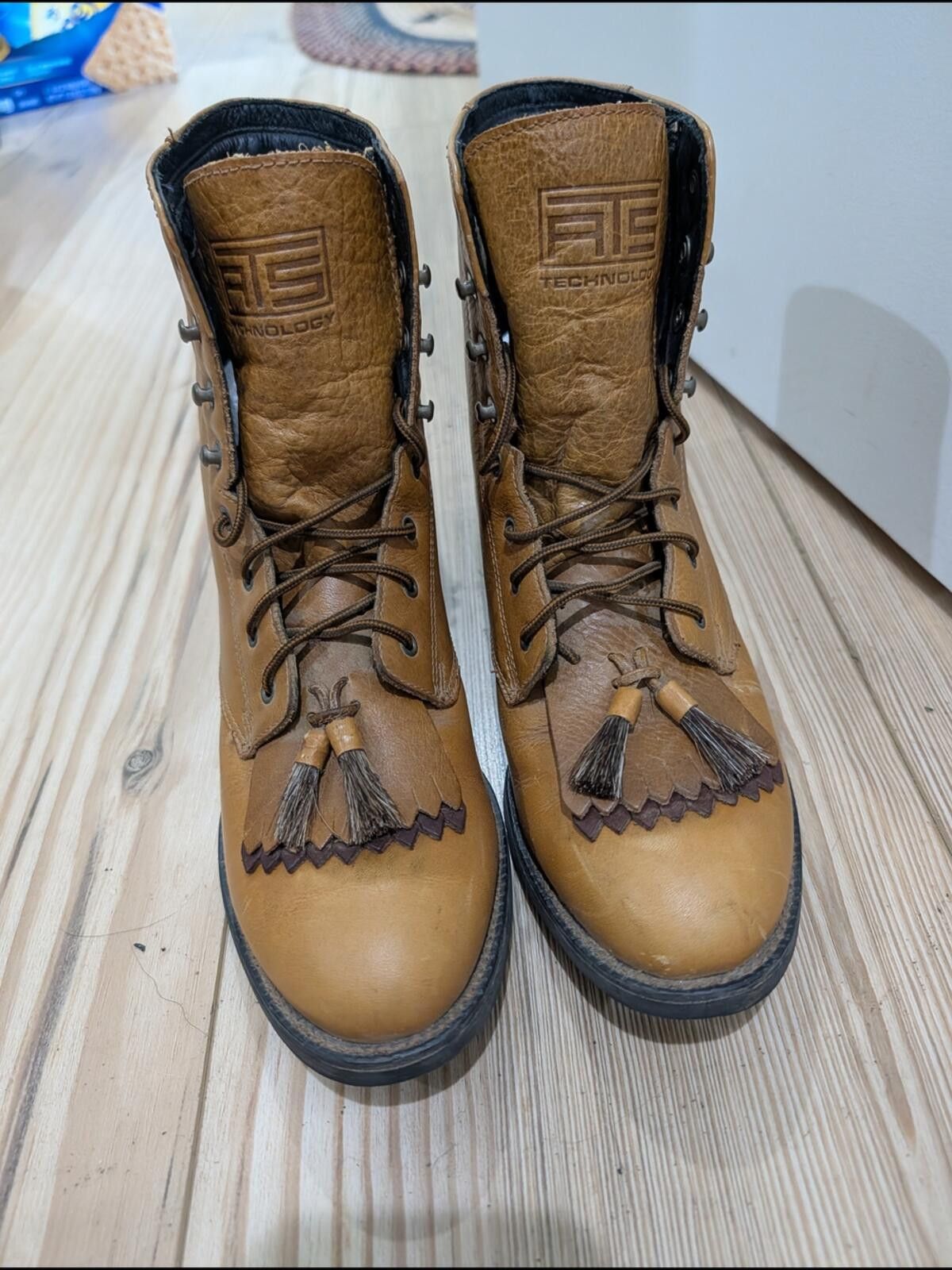 Ariat Ariat Chestnut Tan Leather Lace-Up Tassel Boots Size US 6.5 / IT 36.5 - 3 Thumbnail