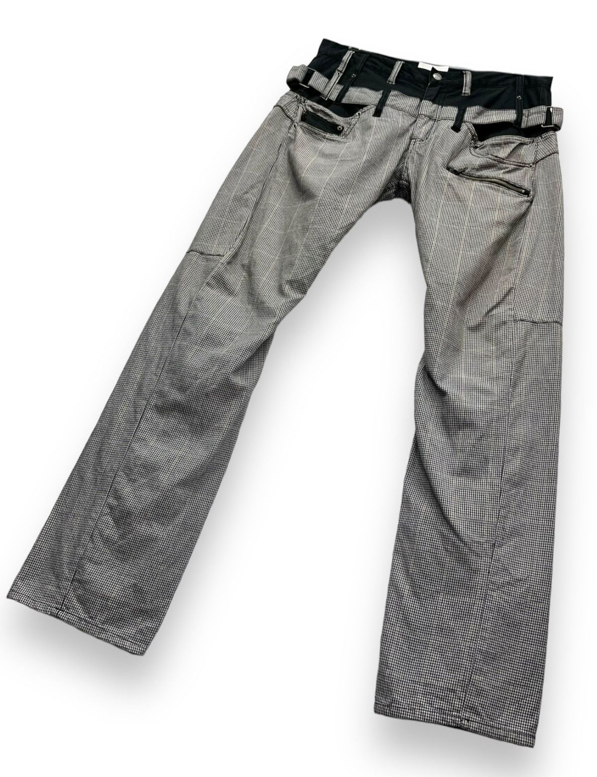 Roots 🔥ROOTTHREE Punk 2 Tone Double Waist Houndstooth Check Pants Size US 32 / EU 48 - 6 Thumbnail