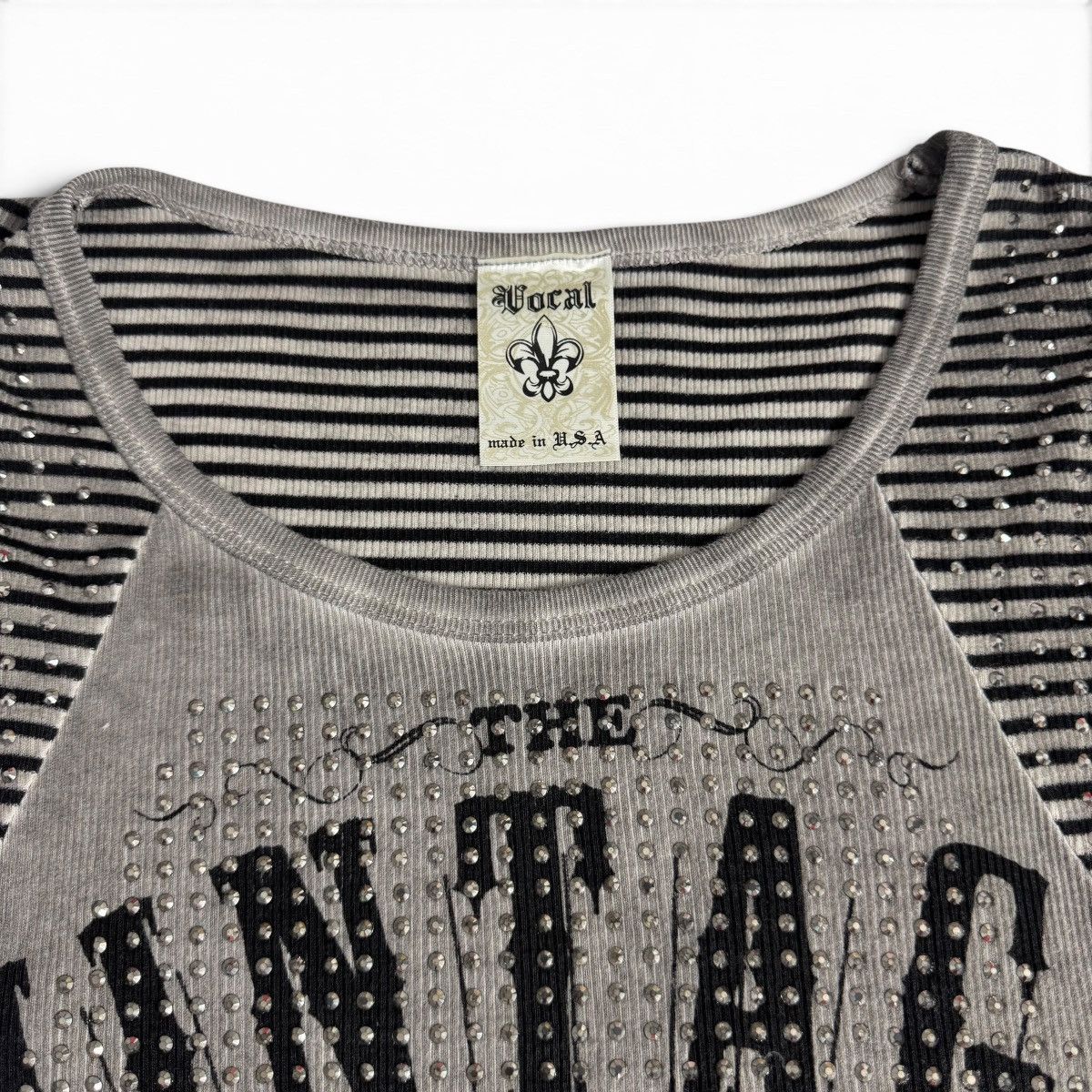 Other Vintage Western Grunge Striped Rhinestone Longsleeve Top Size M / US 6-8 / IT 42-44 - 3 Thumbnail