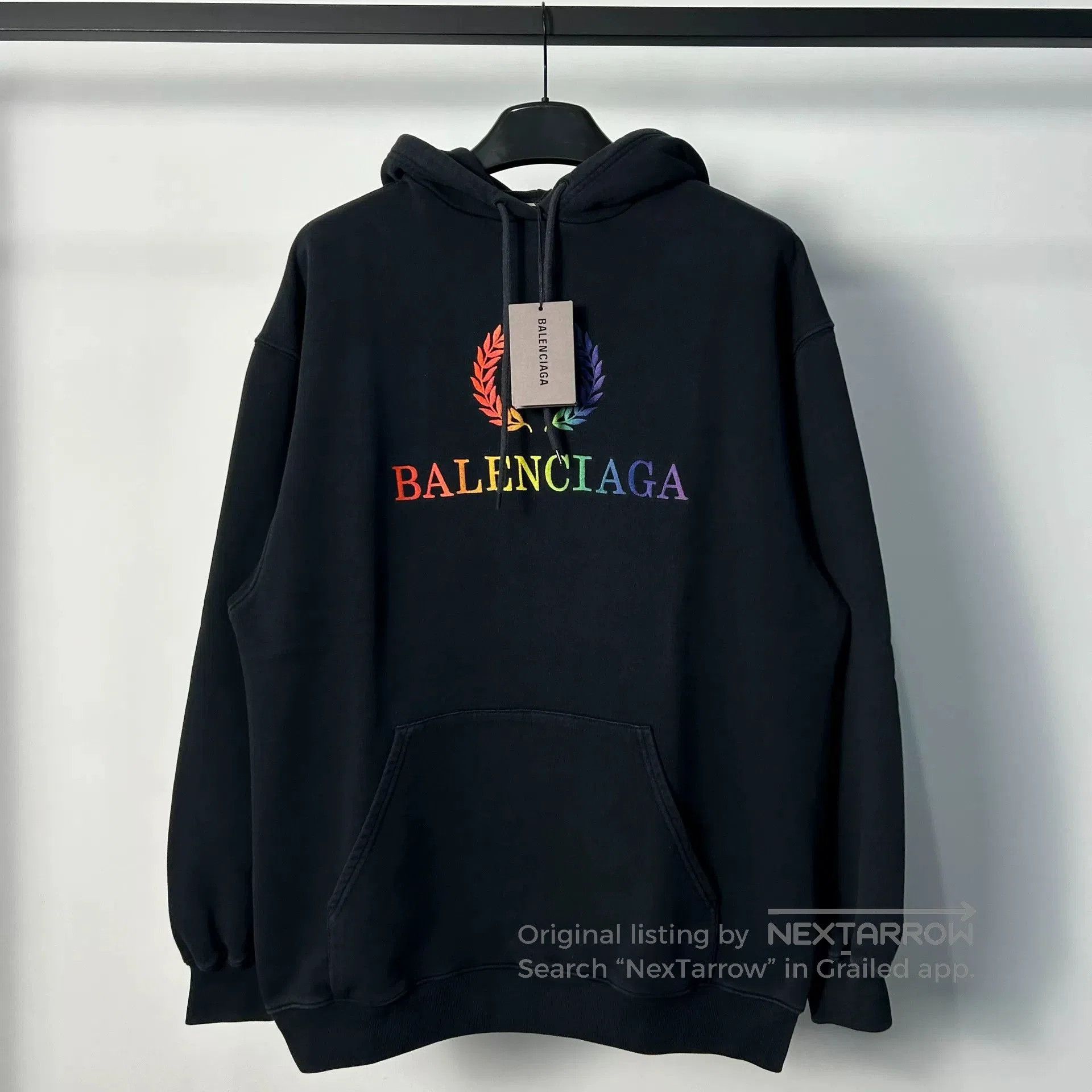 Balenciaga balenciaga black rainbow graphic hoodie. Size XXS / US 00 / IT 34 - 1 Thumbnail
