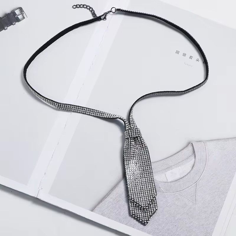 Japanese Brand × Leather Double-layer Diamond Beaded Rhinestone Tie Size ONE SIZE - 5 Thumbnail