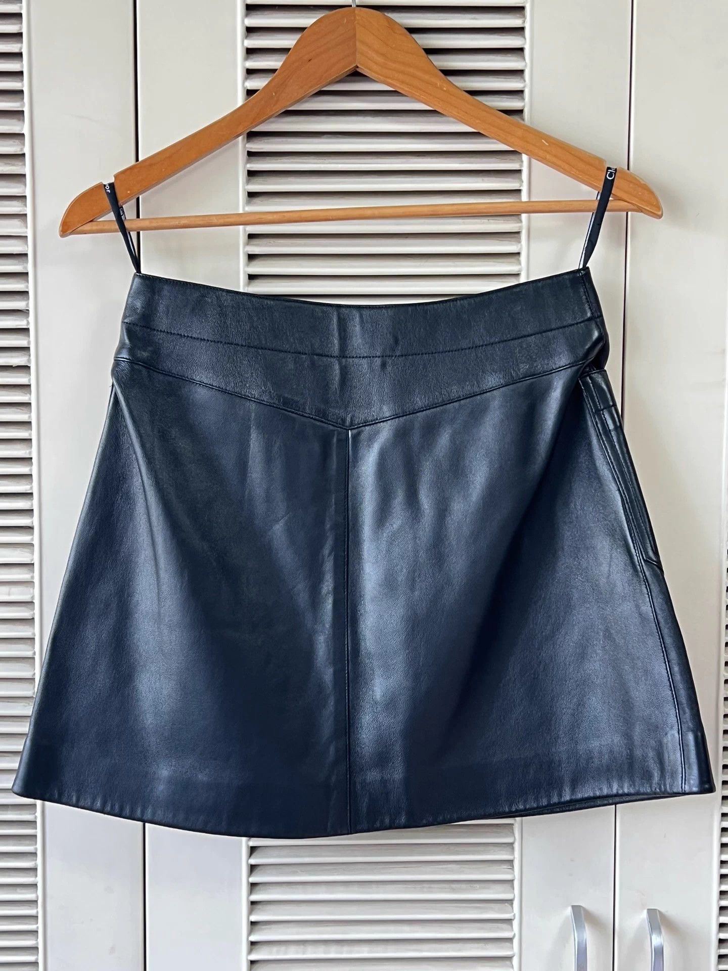 Dior Dior Black A-line Lambskin Mini Skirt 36 Size 26" / US 2 / IT 38 - 2 Thumbnail