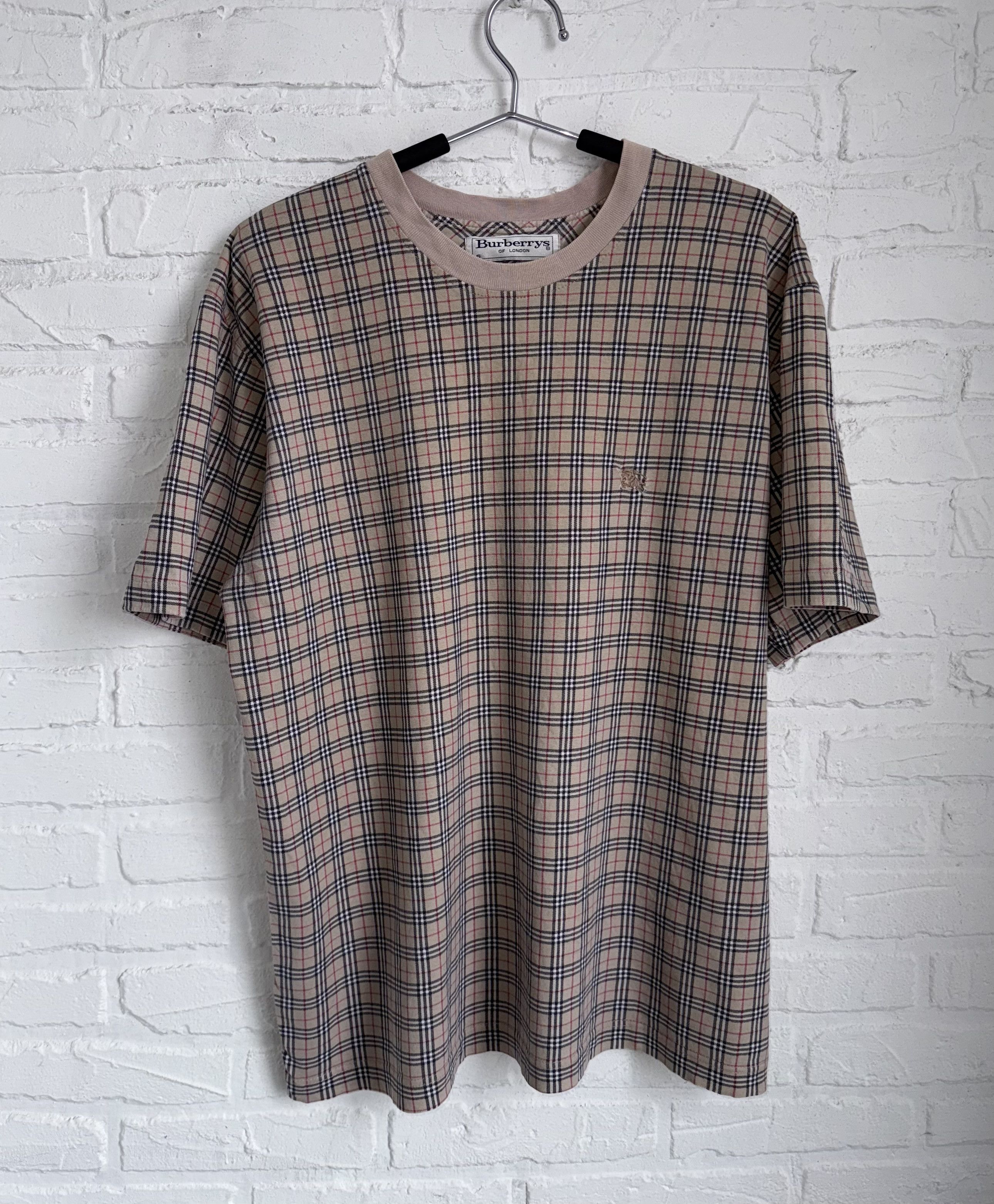 Burberry × Vintage Vintage 90s Burberry nova check monogram t-shirt Size US M / EU 48-50 / 2 - 1 Thumbnail