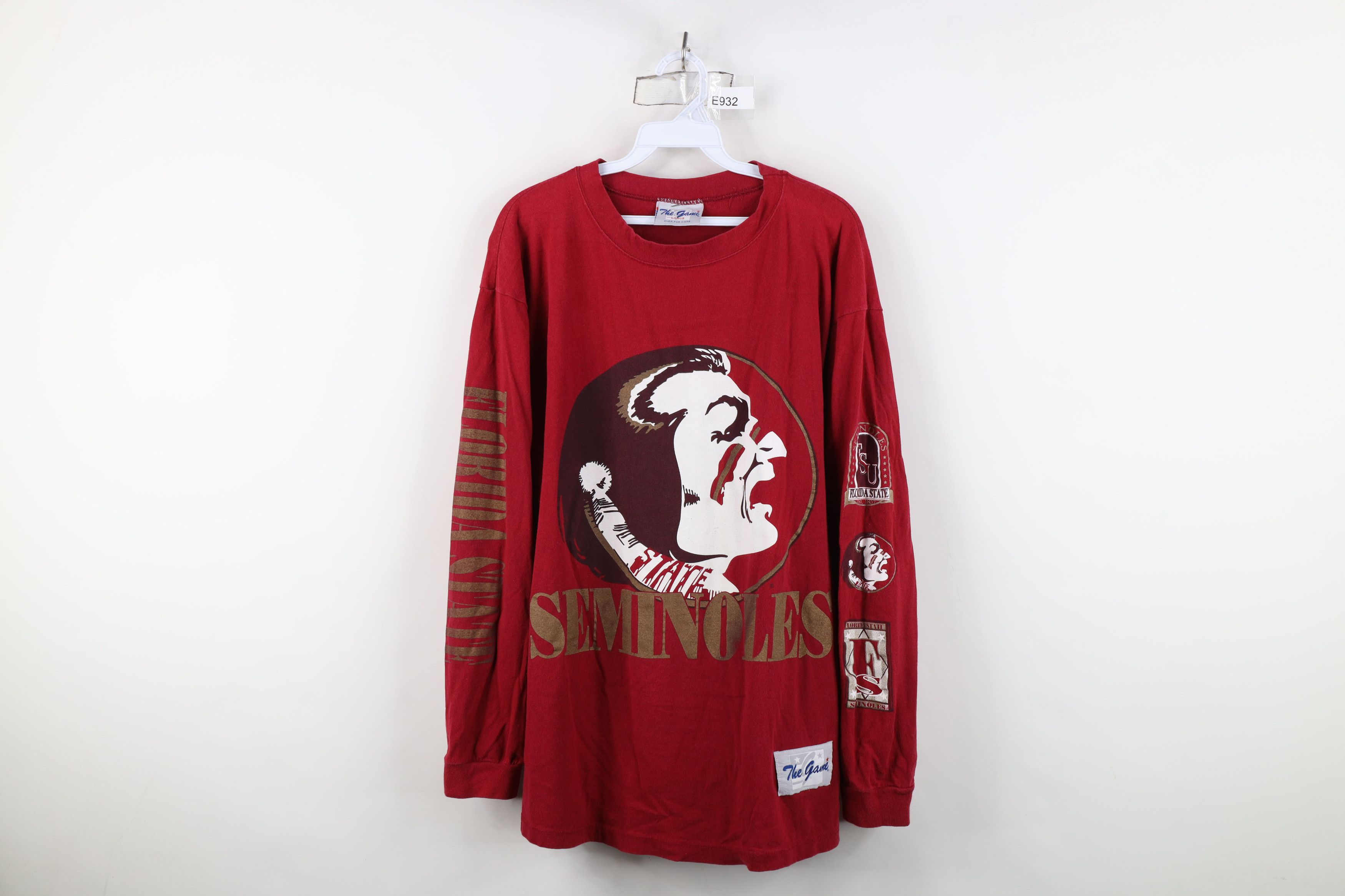 Vintage Vintage 90s State University Long Sleeve T-Shirt Red Cotton Size US L / EU 52-54 / 3 - 1 Thumbnail