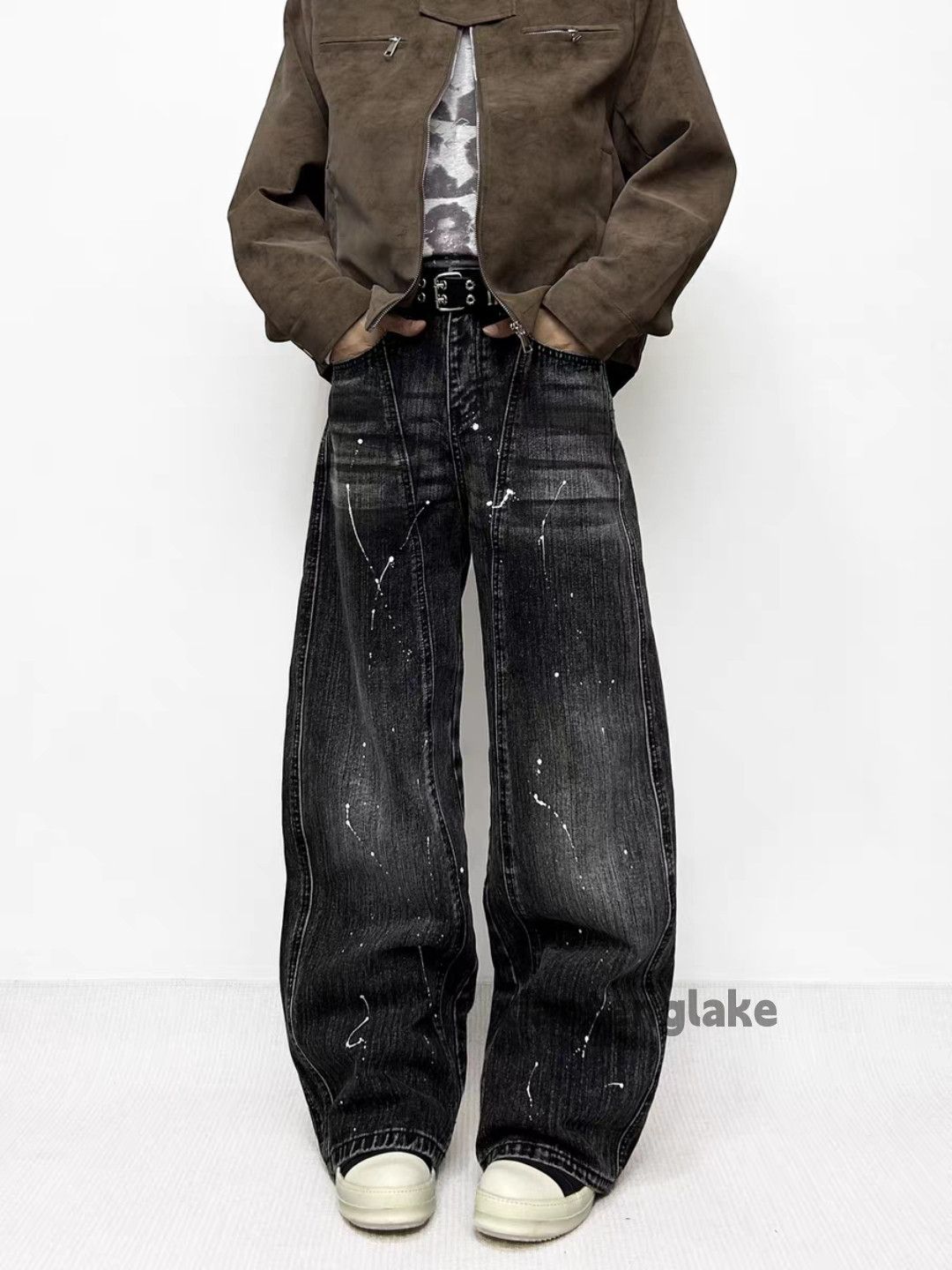 Jean Custom washed faded loose baggy skate hiphop paint jeans Size US 28 / EU 44 - 5 Thumbnail