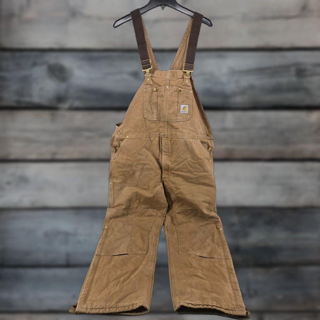 Carhartt VINTAGE Carhartt R02 Bib Overalls Mens Brown Duck Insulated Double Knee Work 44x30 Men Winter Size US 44 / EU 60 - 1 Thumbnail