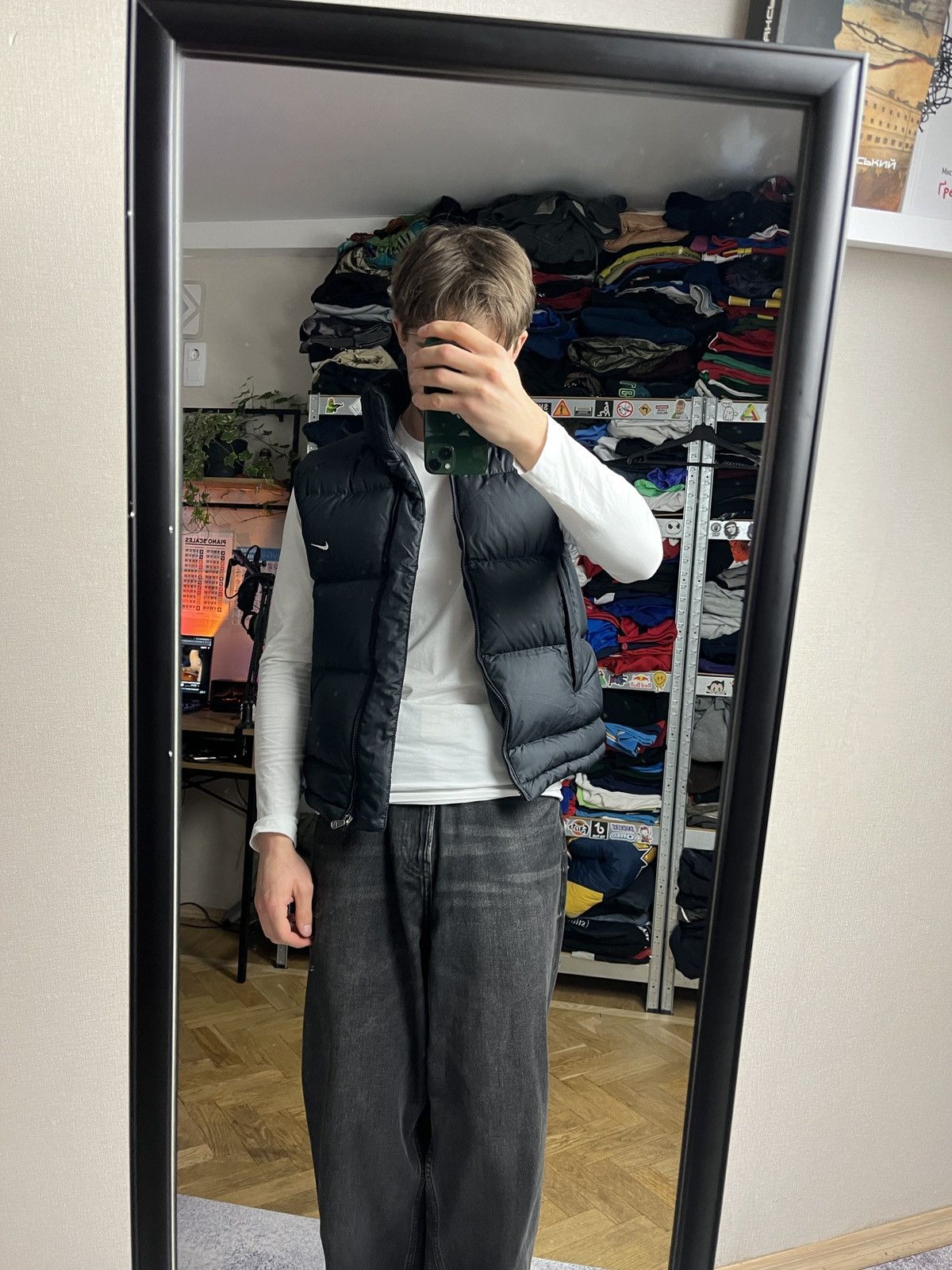 Nike Vintage 00’s Nike Puffer Vest Swoosh Y2K Drill Hype Rare Size US S / EU 44-46 / 1 - 3 Thumbnail