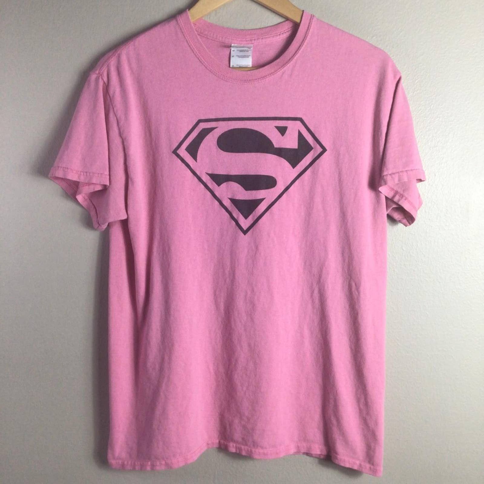 pink superman t shirt