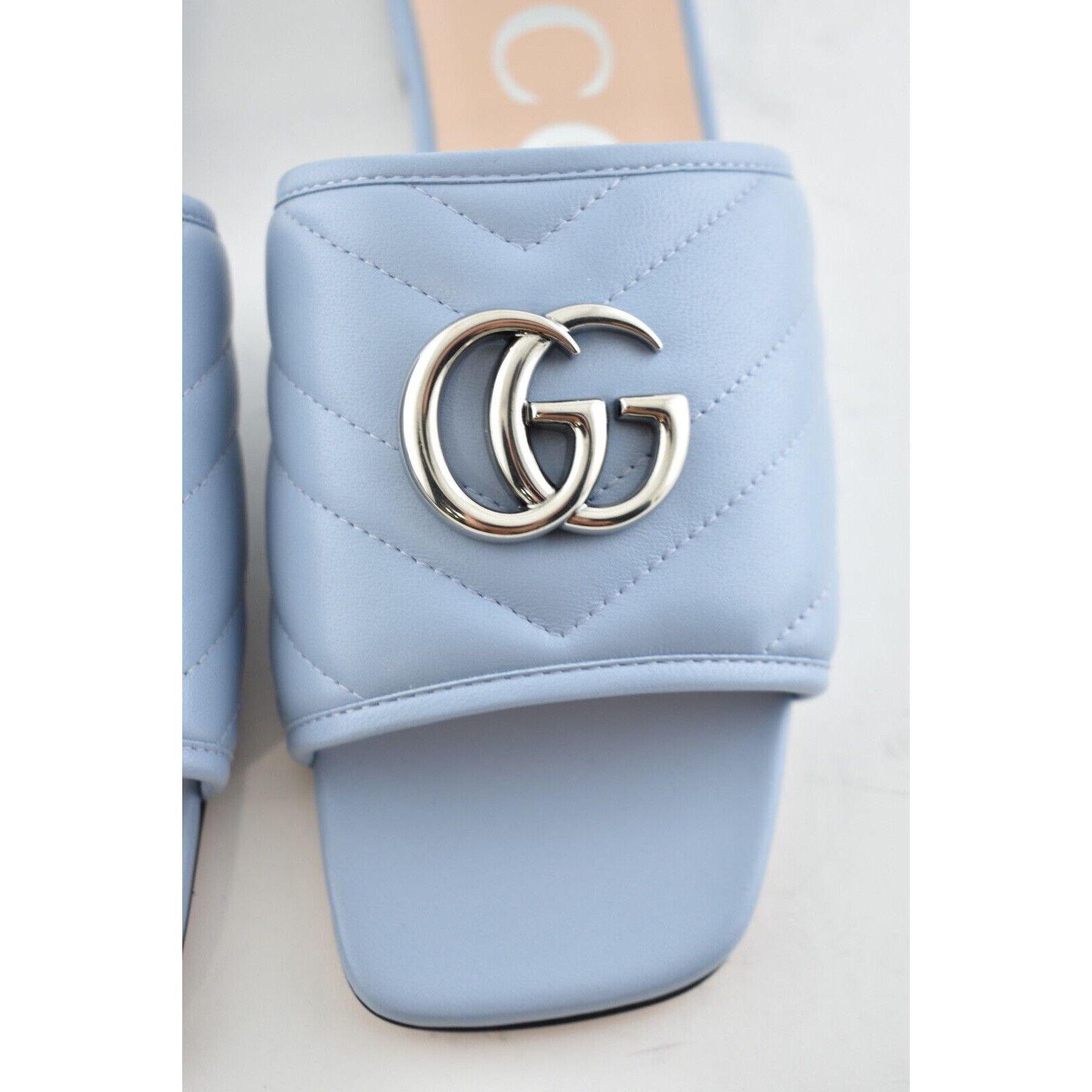 Gucci Gucci Marmont Blue Silver GG Interlocking Metal Logo Mule Size US 7 / IT 37 - 7 Thumbnail