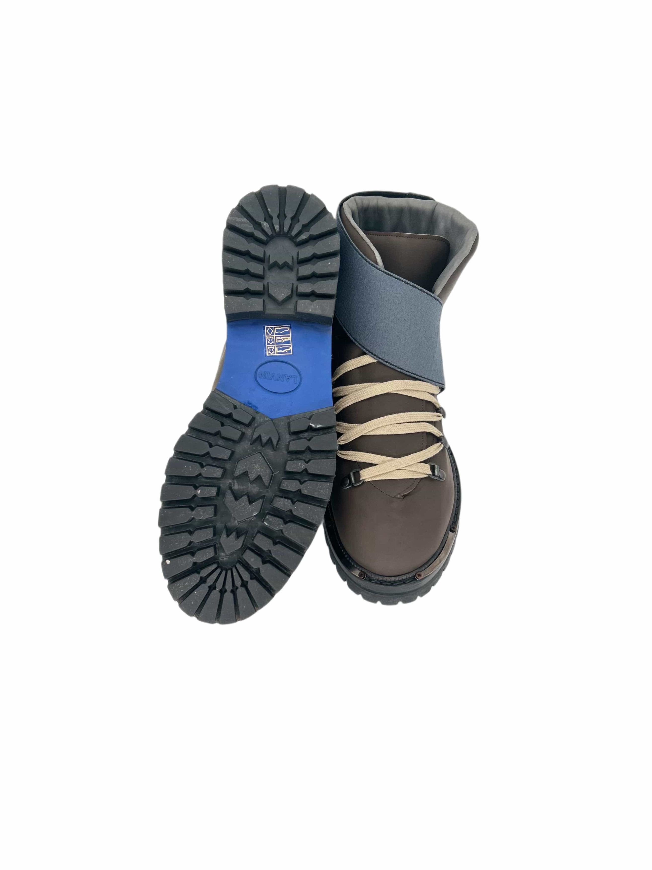 Lanvin Lanvin Brown Leather Walking Boot With Neoprene Velcro Strap Size US 8 / EU 41 - 3 Thumbnail