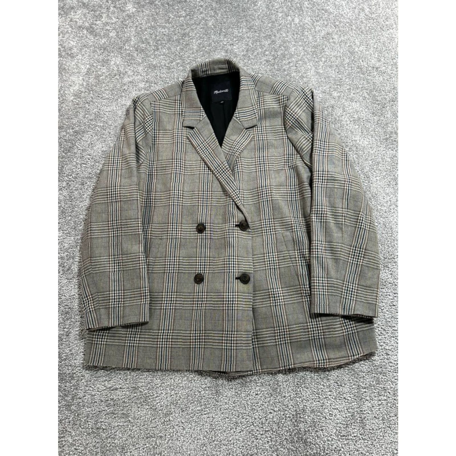 Madewell Madewell Caldwell Double Breasted Blazer 3X Gray Plaid Oversized Womens Size XXL / US 16-18 / IT 52-54 - 2 Thumbnail