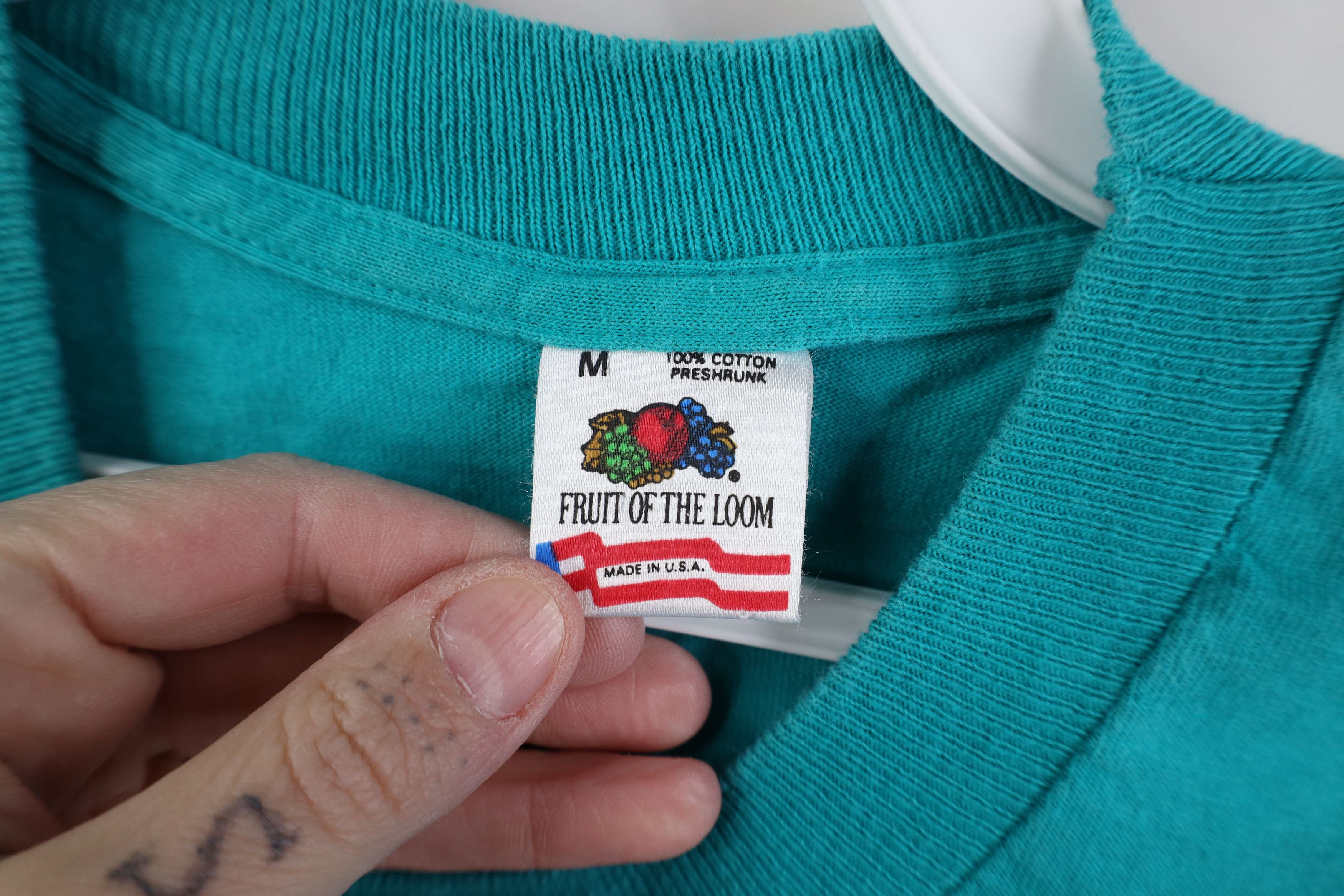 Vintage Vintage 90s Streetwear Heavy Cotton Pocket T-Shirt Teal USA Size US M / EU 48-50 / 2 - 4 Thumbnail