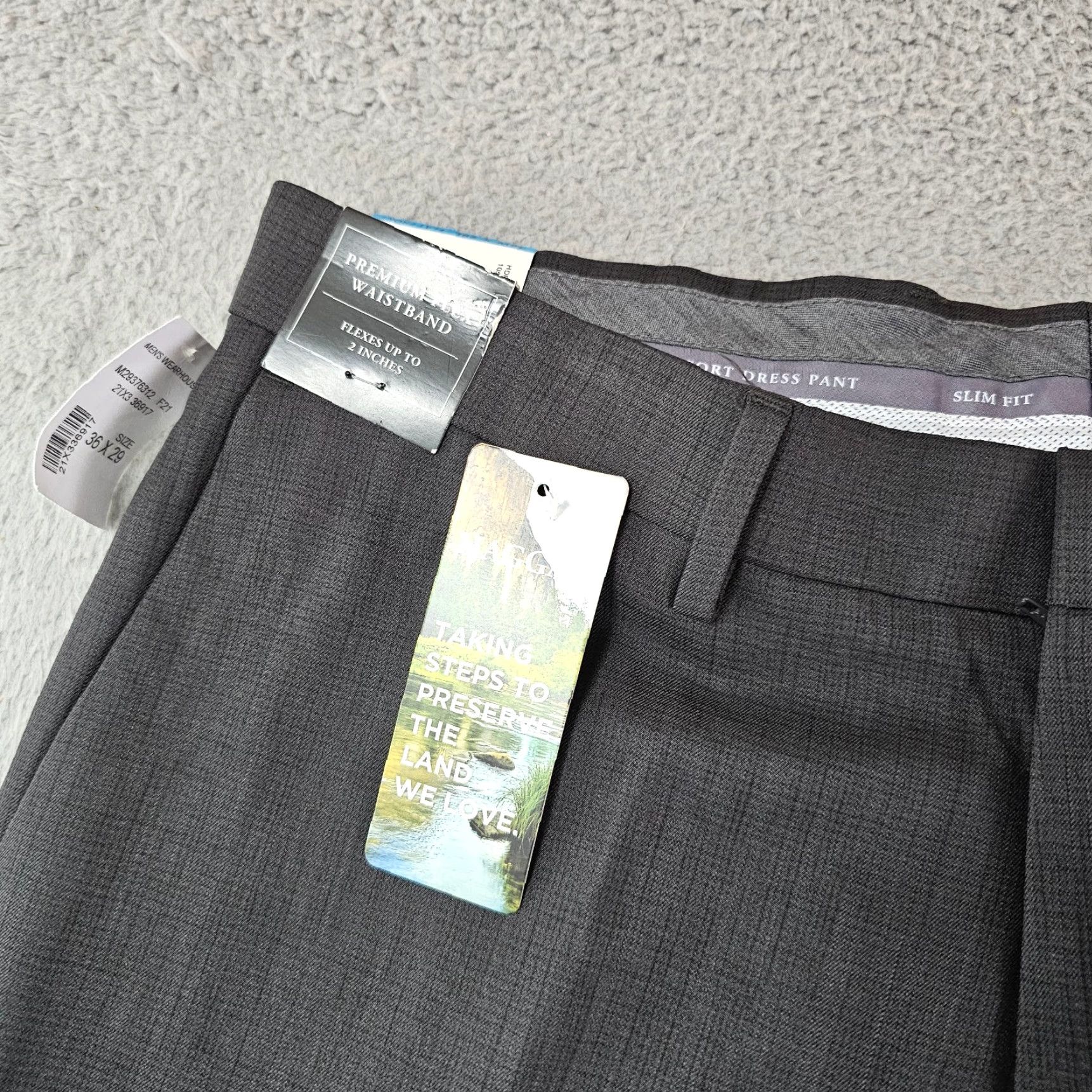 Haggar Haggar Dress Pants Mens 36x29 Gray Slim Fit Premium Stretch Flat Front Dress Pants Mens Slim Gray 36 29 Modern Classic Size US 36 / EU 52 - 3 Thumbnail
