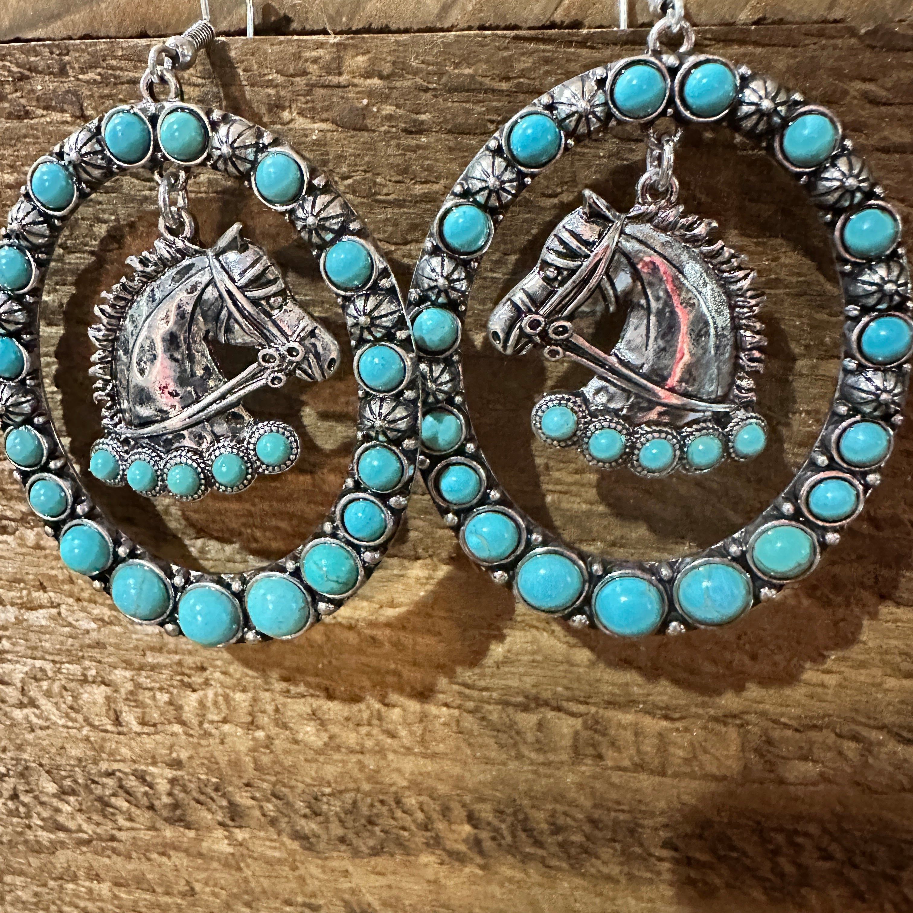Other Boho Vibrant Turquoise Horse Estuarian Charm Statement Earr Size ONE SIZE - 1 Thumbnail