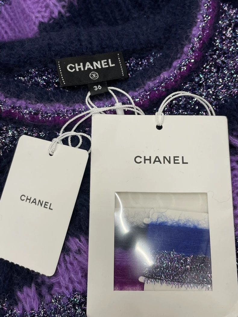 Chanel Chanel 22A blue and purple color-blocked alpaca sweater Size XS / US 0-2 / IT 36-38 - 5 Thumbnail