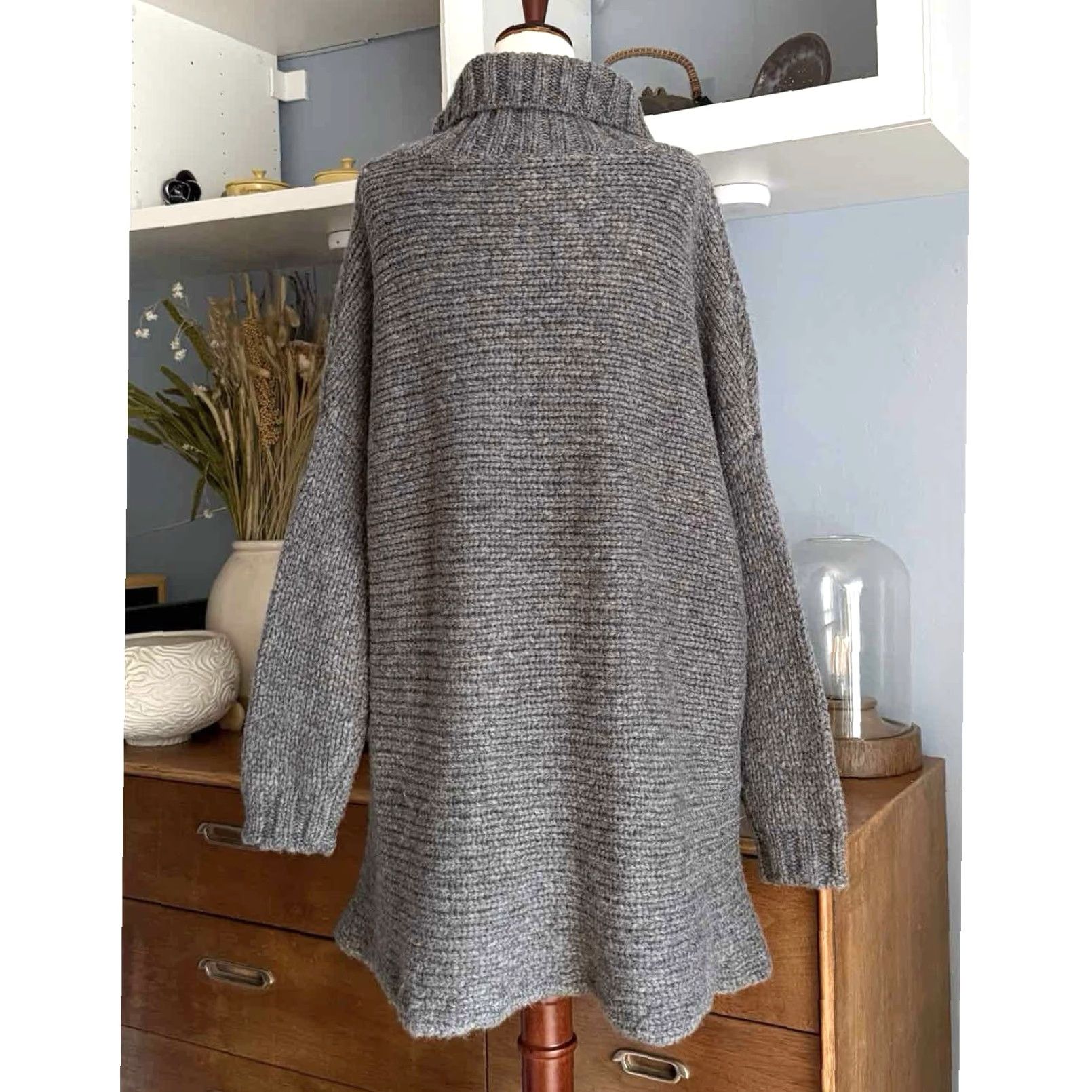 Vintage VINTAGE Kristensen Du Nord Chunky Knit Wool Sweater Turtleneck Lagenlook Grey Sz 2/M Womens Pull Over 82% wool, 18% nylon Size XS / US 0-2 / IT 36-38 - 4 Thumbnail