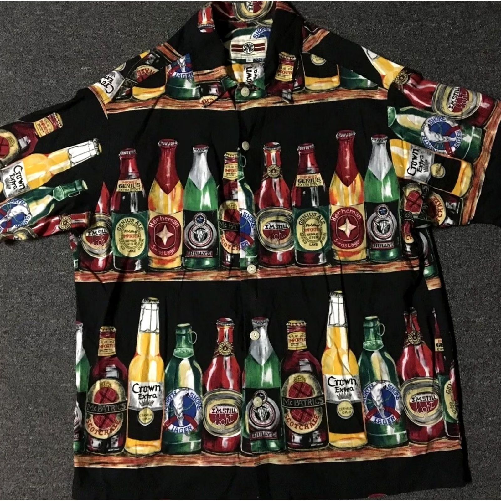 Nautica VINTAGE Spot Hawaiian Beer Bottle Shirt L USA Surfing Nautical Maui Funny Bar Shirt Size US L / EU 52-54 / 3 - 2 Thumbnail
