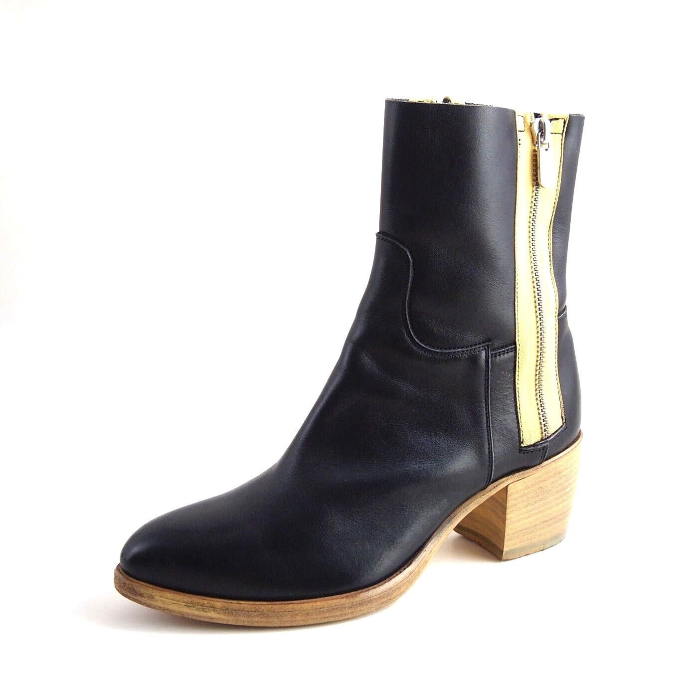 RoccoP Rocco P Ankle Boots Mid Heel Black Leather US 6.5 EU 36.5 Size US 6.5 / IT 36.5 - 1 Thumbnail