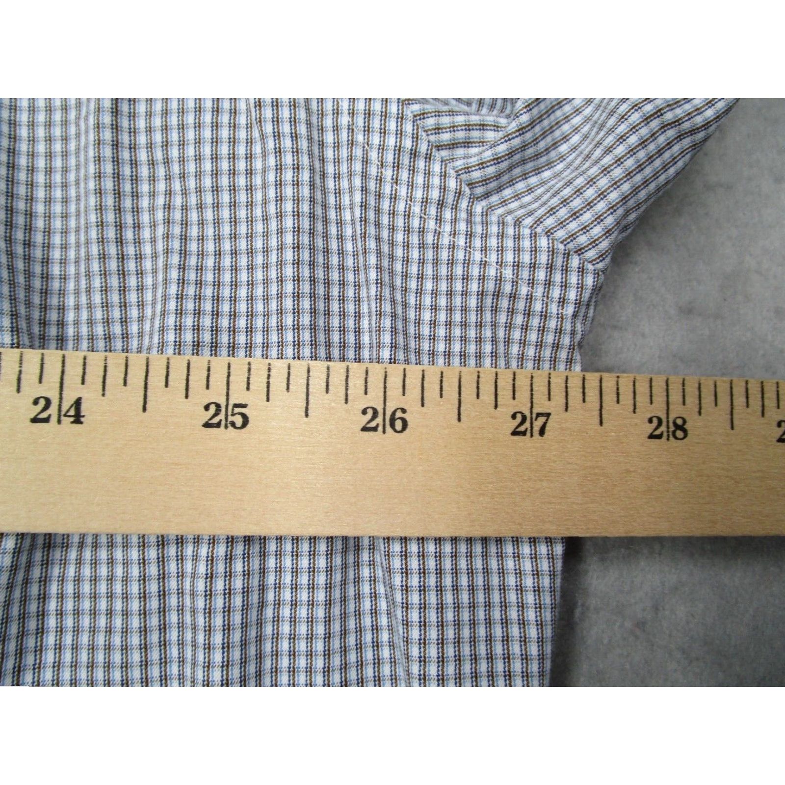 David Donahue David Donahue Mens Dress Shirt Long Sleeve Button Up 18 34 Brown Check Cotton Size 34R - 6 Thumbnail