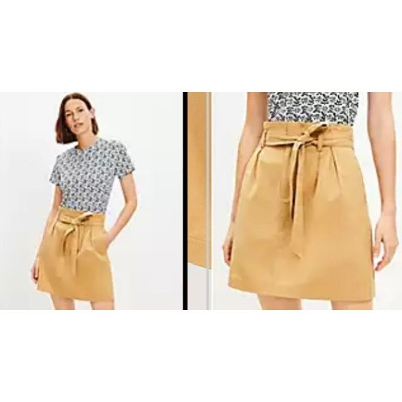 Loft LOFT Paperbag Tie Waist Pocket Skirt Green Size 4 NWT Size 27" / US 4 / IT 40 - 6 Thumbnail